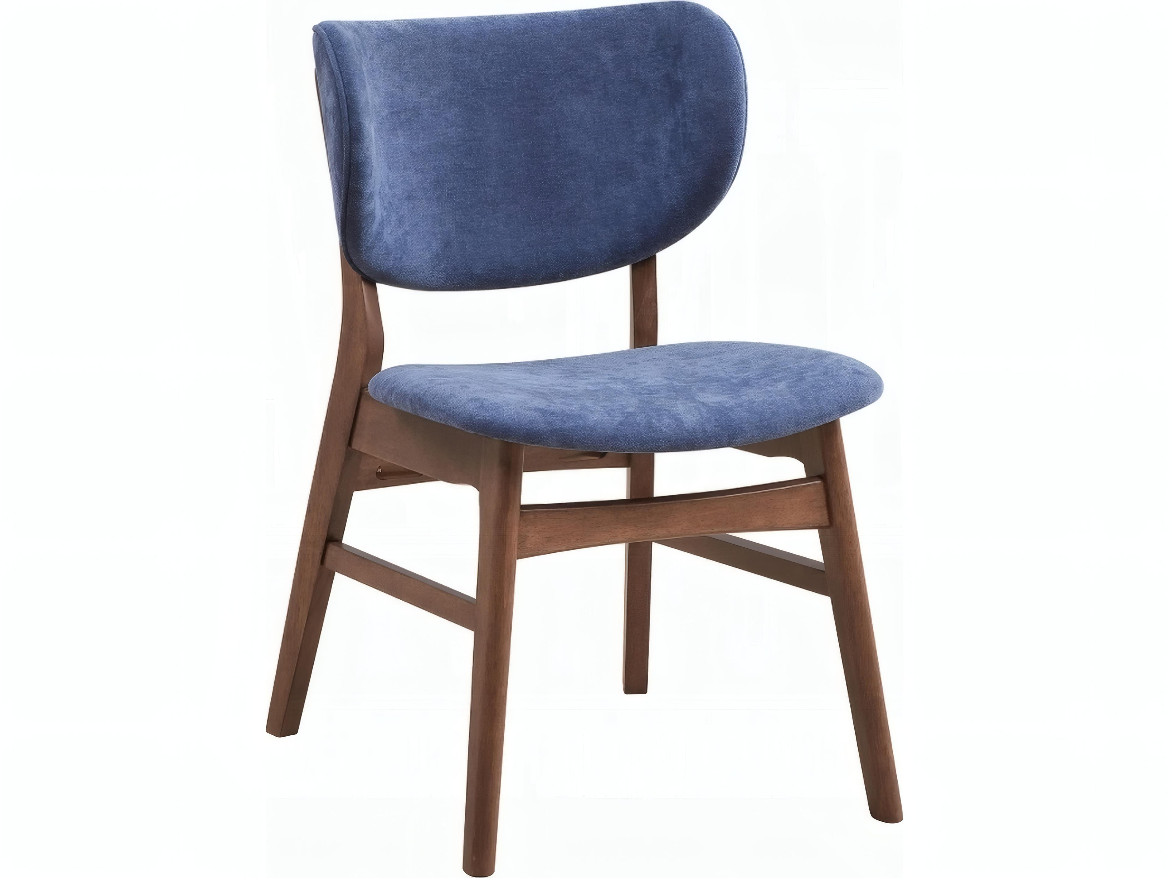 Bevis Rubberwood Blue Upholstered Armless Dining Chair Set of 2