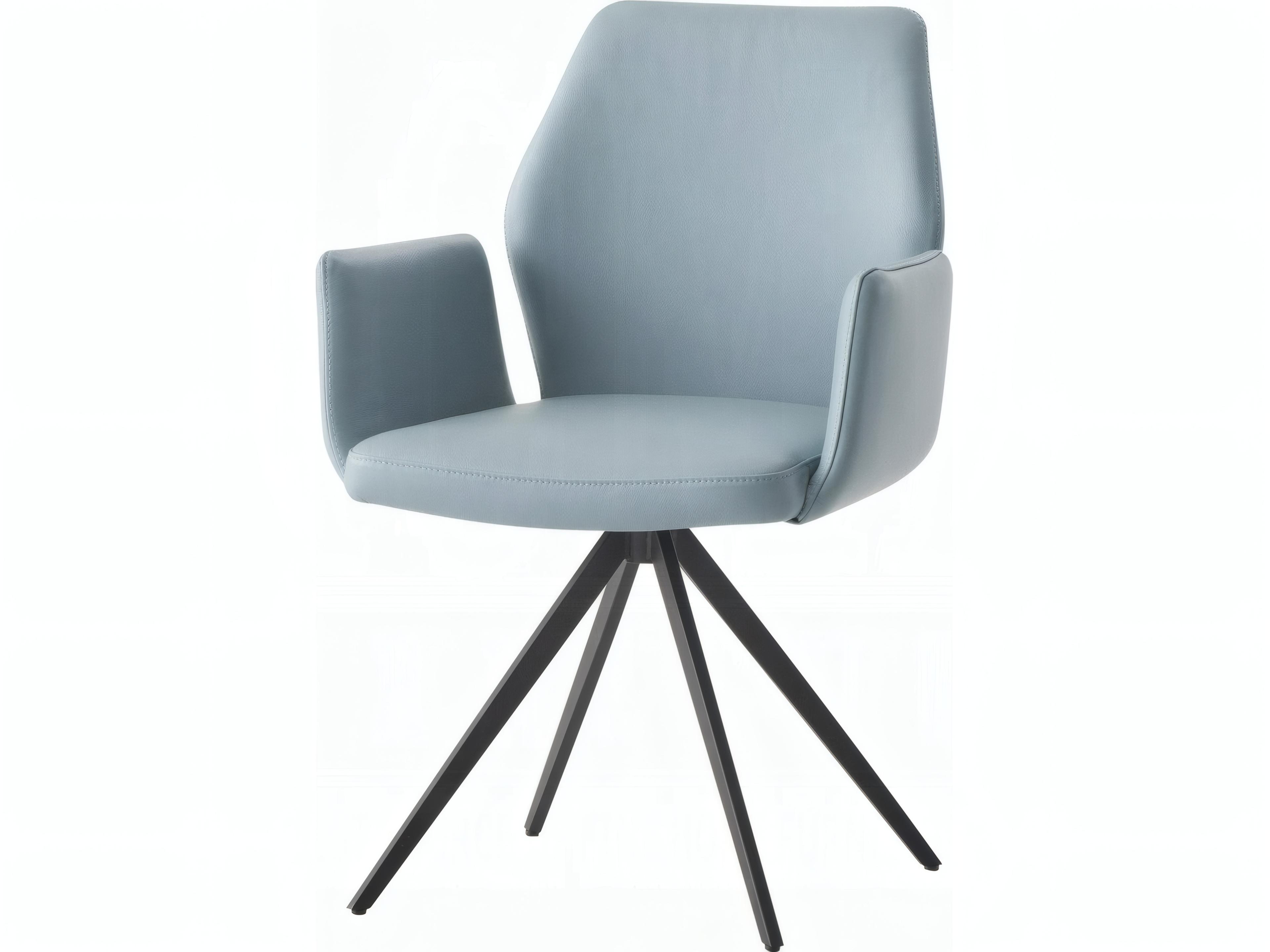 Acme Furniture Rubberwood Blue Leather Arm Dining Chair
