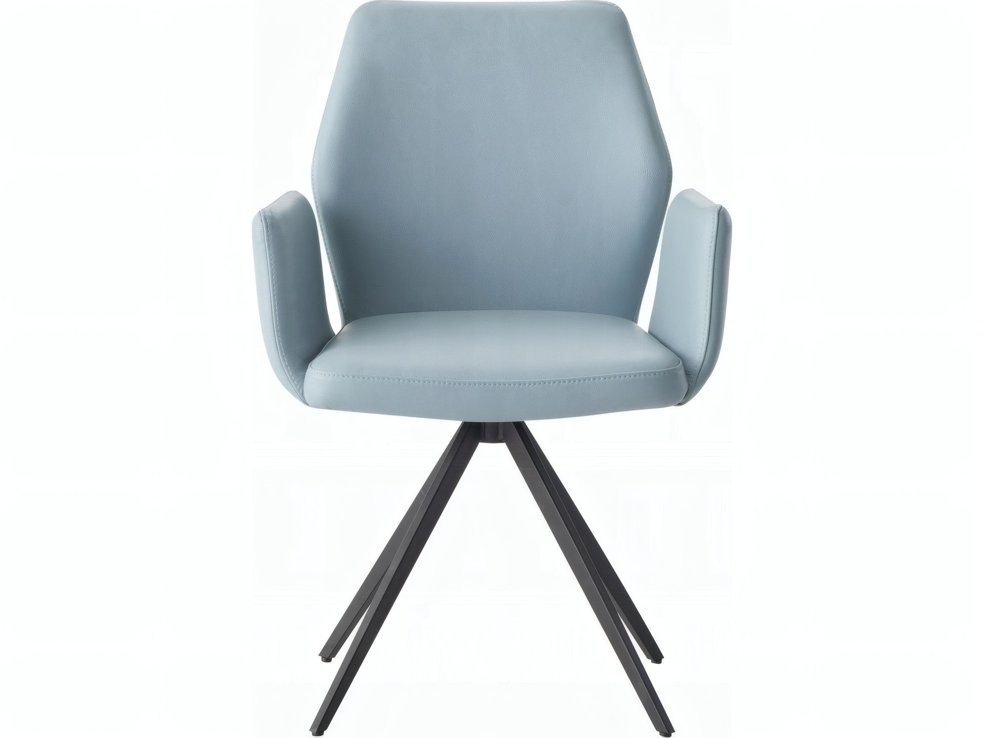 Acme Furniture Rubberwood Blue Leather Arm Dining Chair