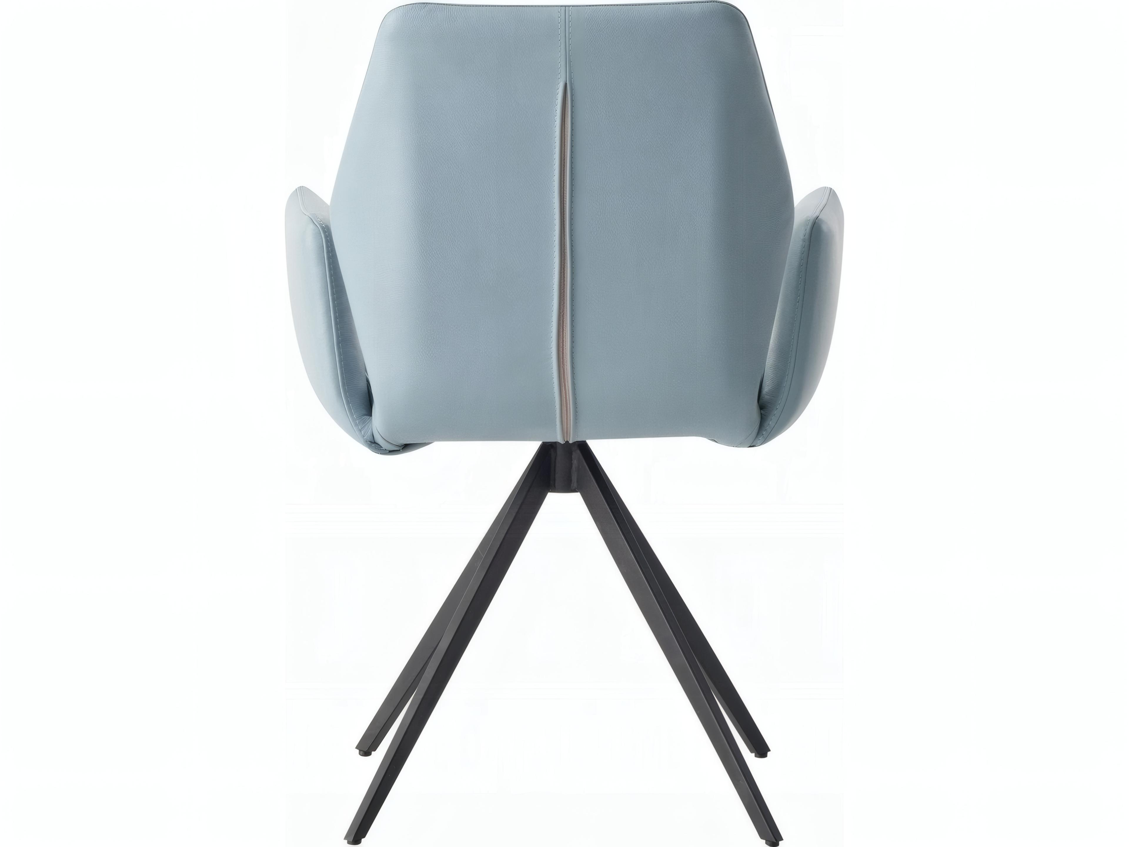 Acme Furniture Rubberwood Blue Leather Arm Dining Chair