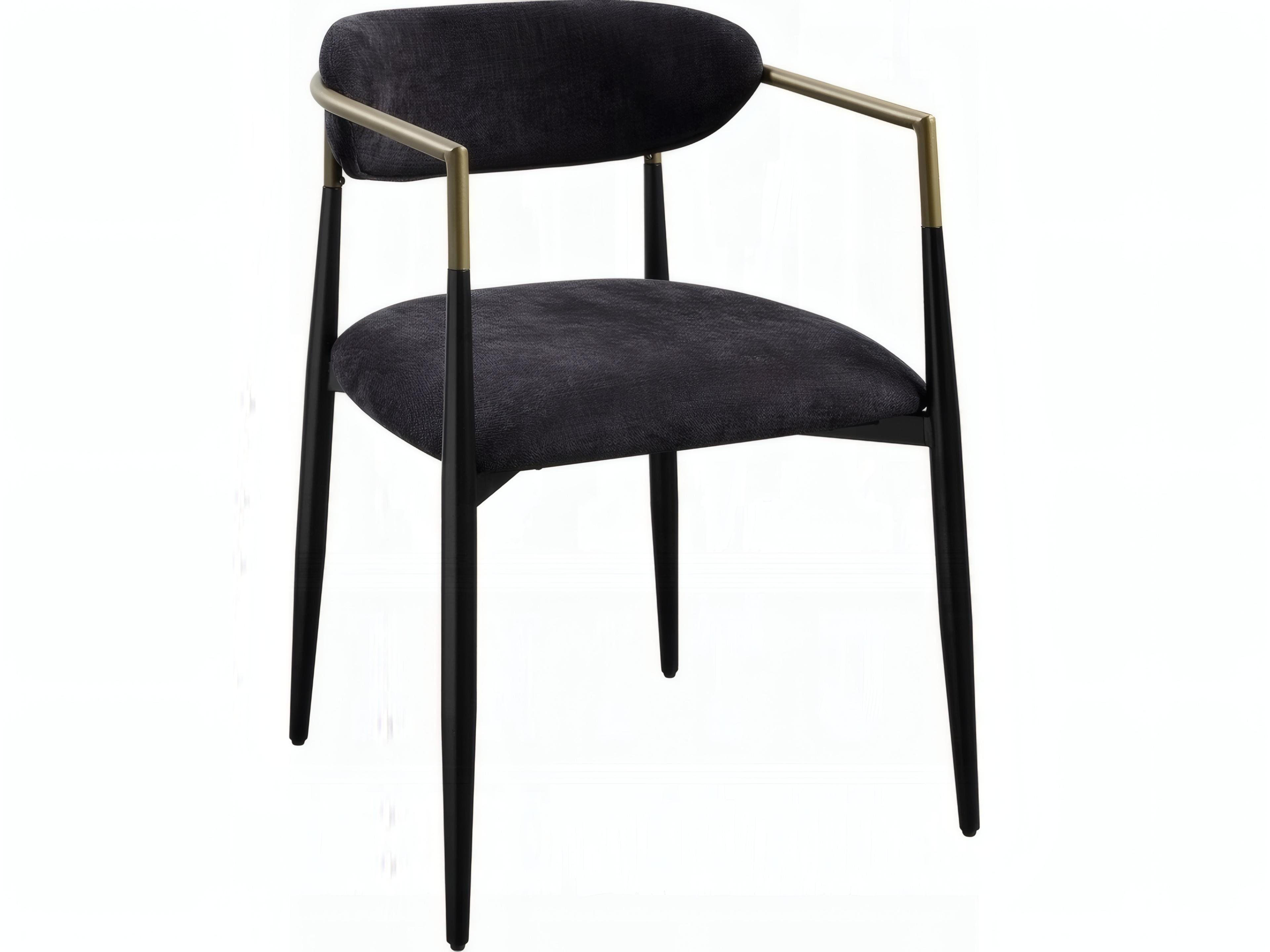 Jaramillo Solid Wood Black Upholstered Arm Dining Chair Set of 2