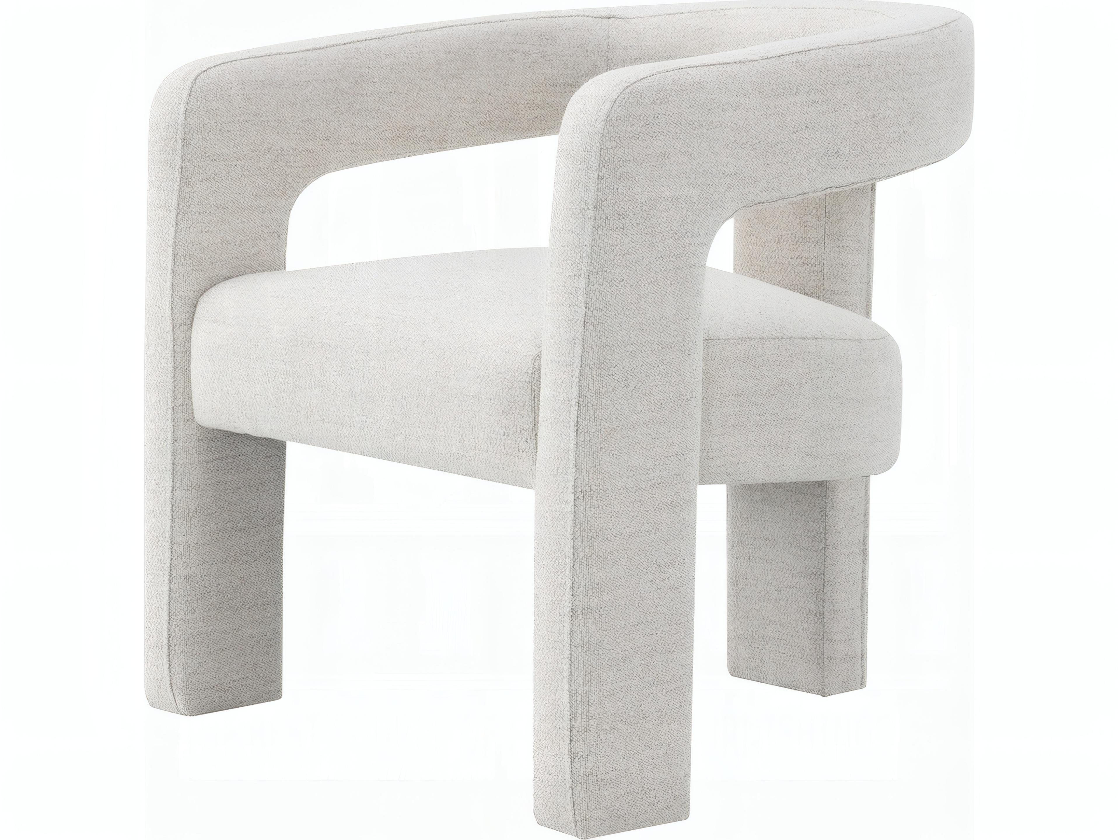 Plywood Beige Upholstered Arm Dining Chair Set of 2