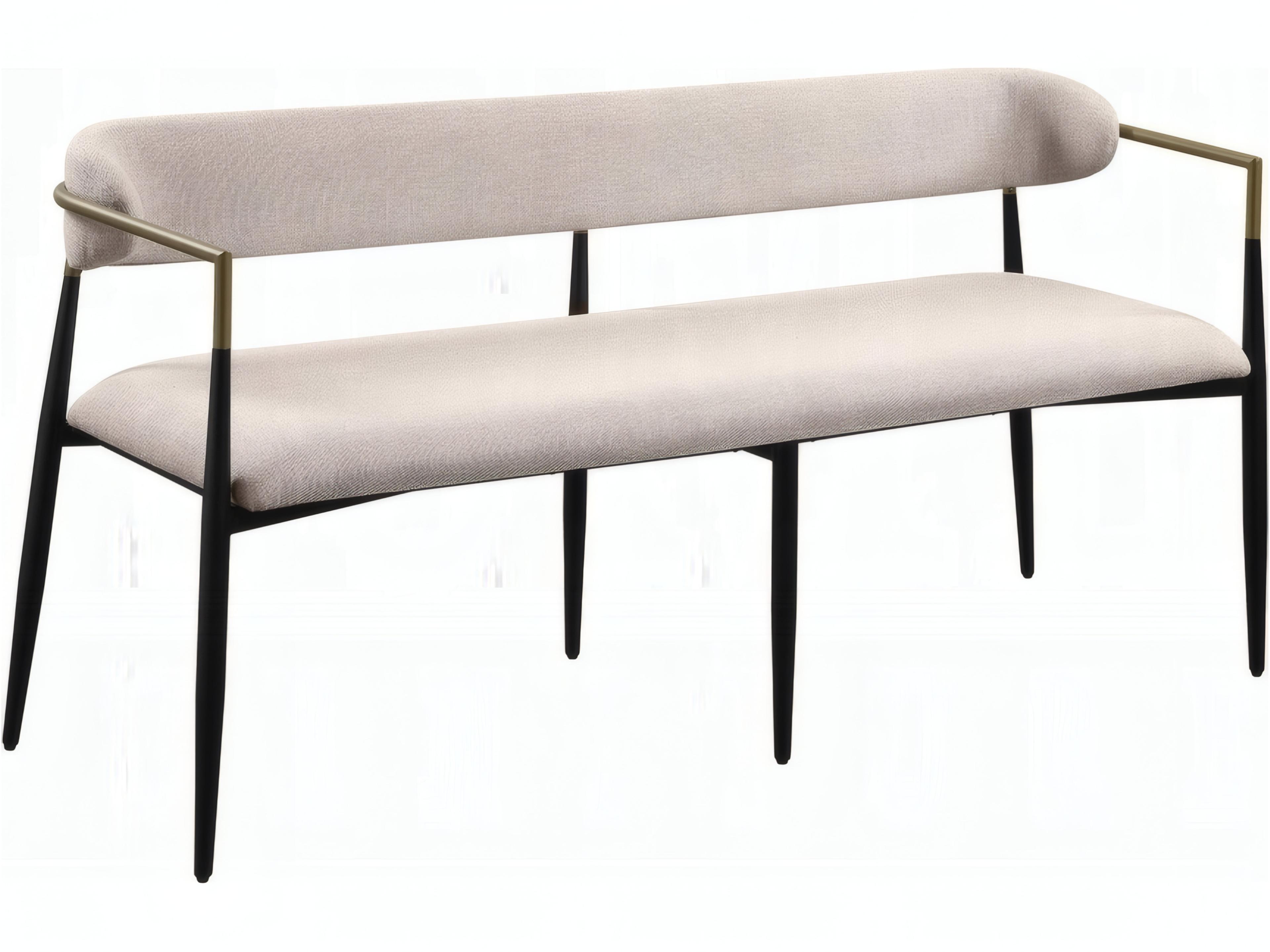 Jaramillo Beige Linen Black Upholstered Accent Bench