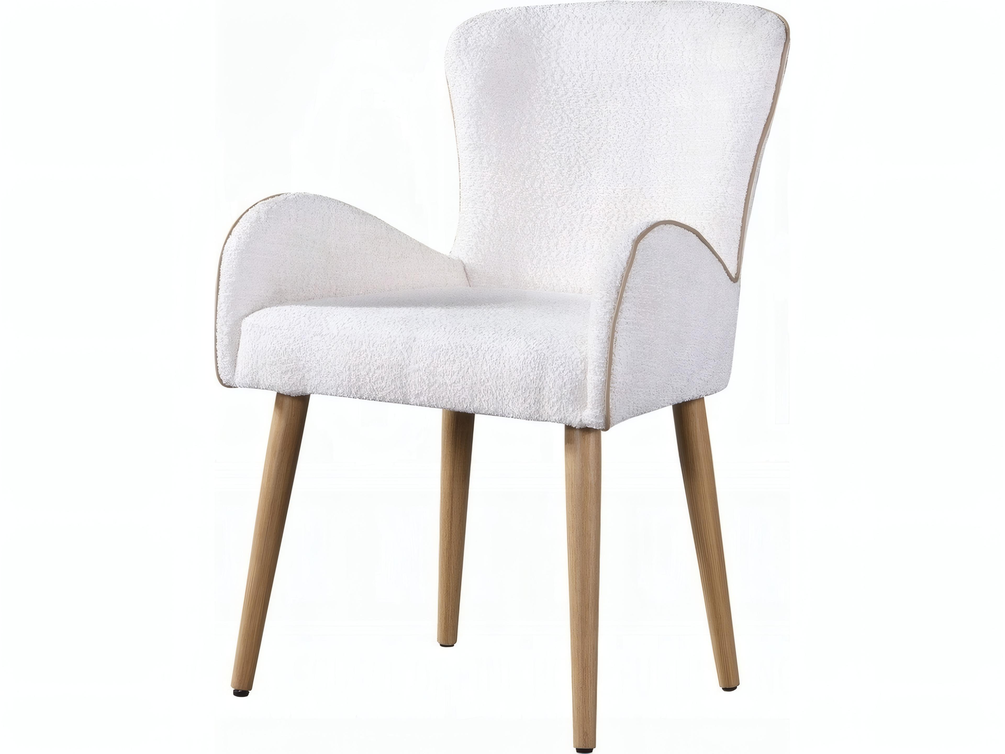 Acme Furniture Beige Upholstered Arm Dining Chair Set of 2