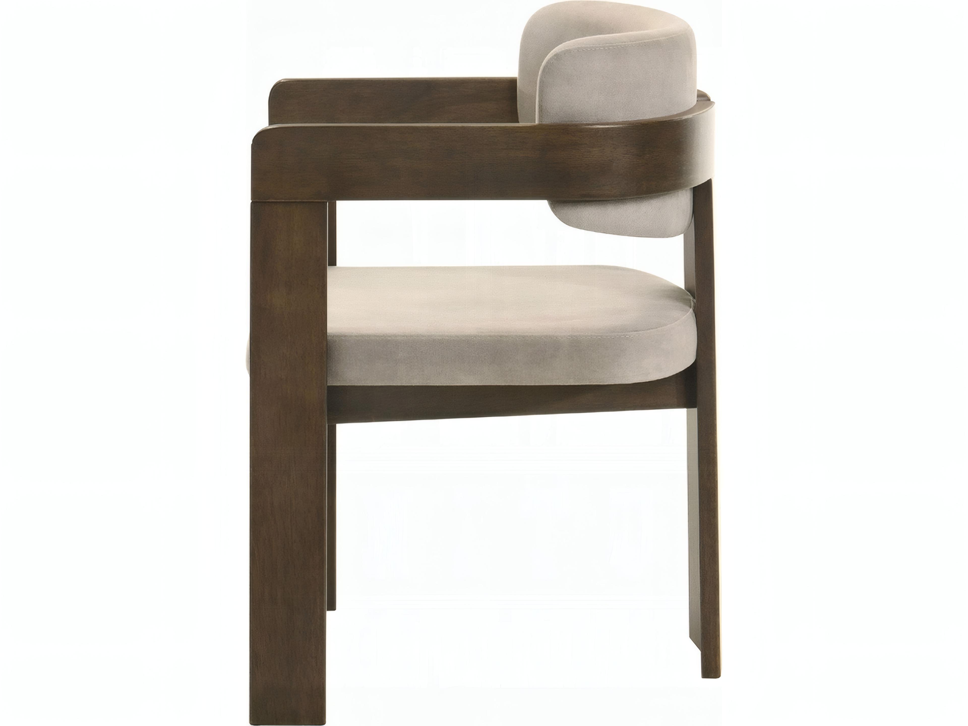 Acme Furniture Destin Walnut Wood Brown Upholstered Arm Dining Chair