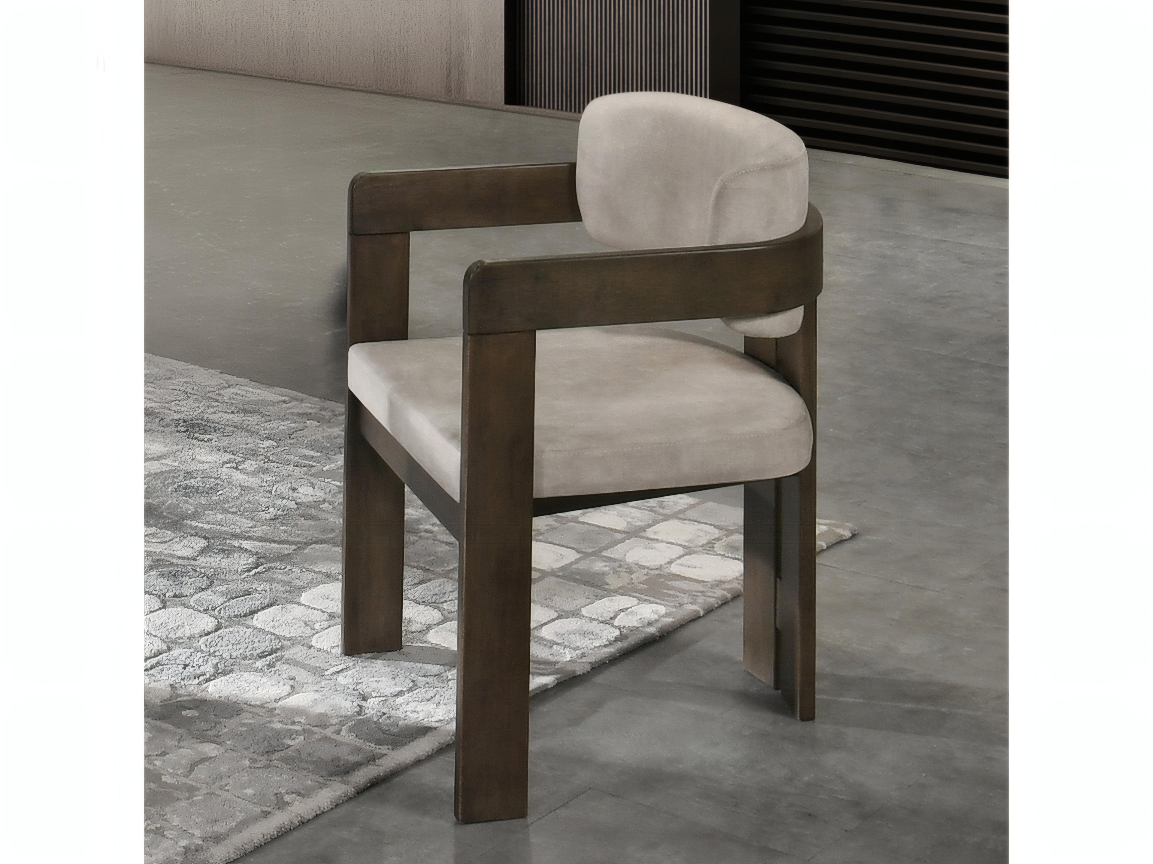 Acme Furniture Destin Walnut Wood Brown Upholstered Arm Dining Chair