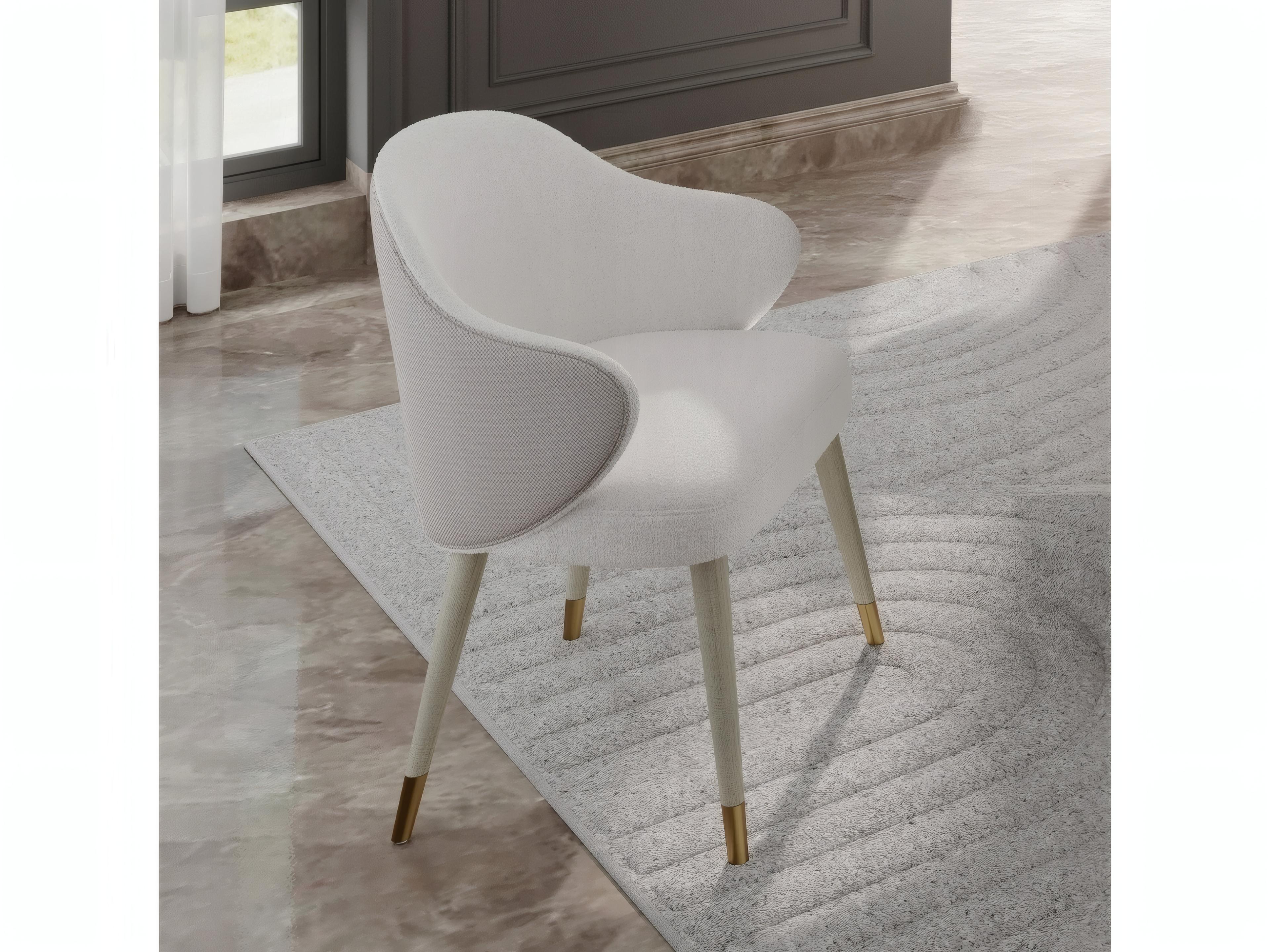 Acme Furniture Rubberwood Gray Upholstered Arm Dining Chair Set of 2