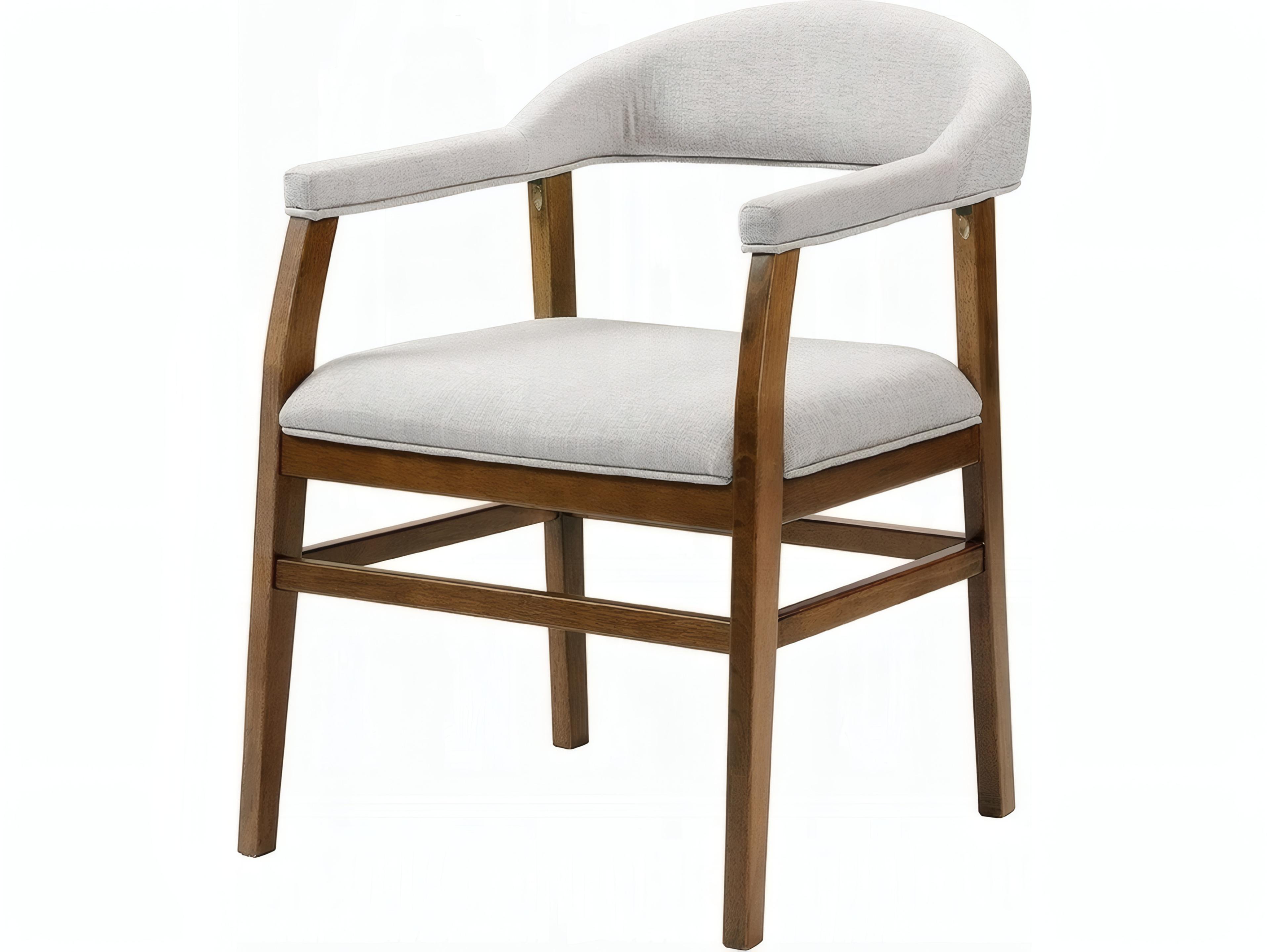 Acme Furniture Rubberwood Brown Upholstered Arm Dining Chair Set of 2