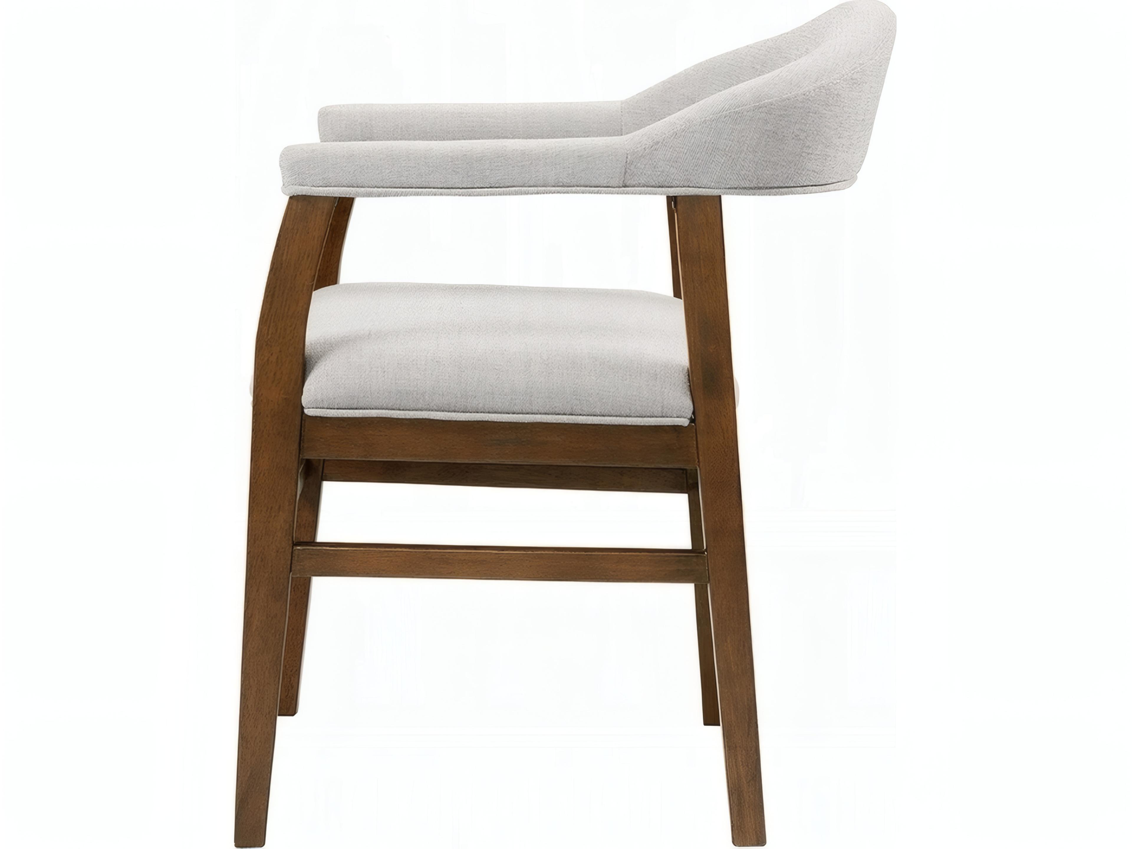 Acme Furniture Rubberwood Brown Upholstered Arm Dining Chair Set of 2