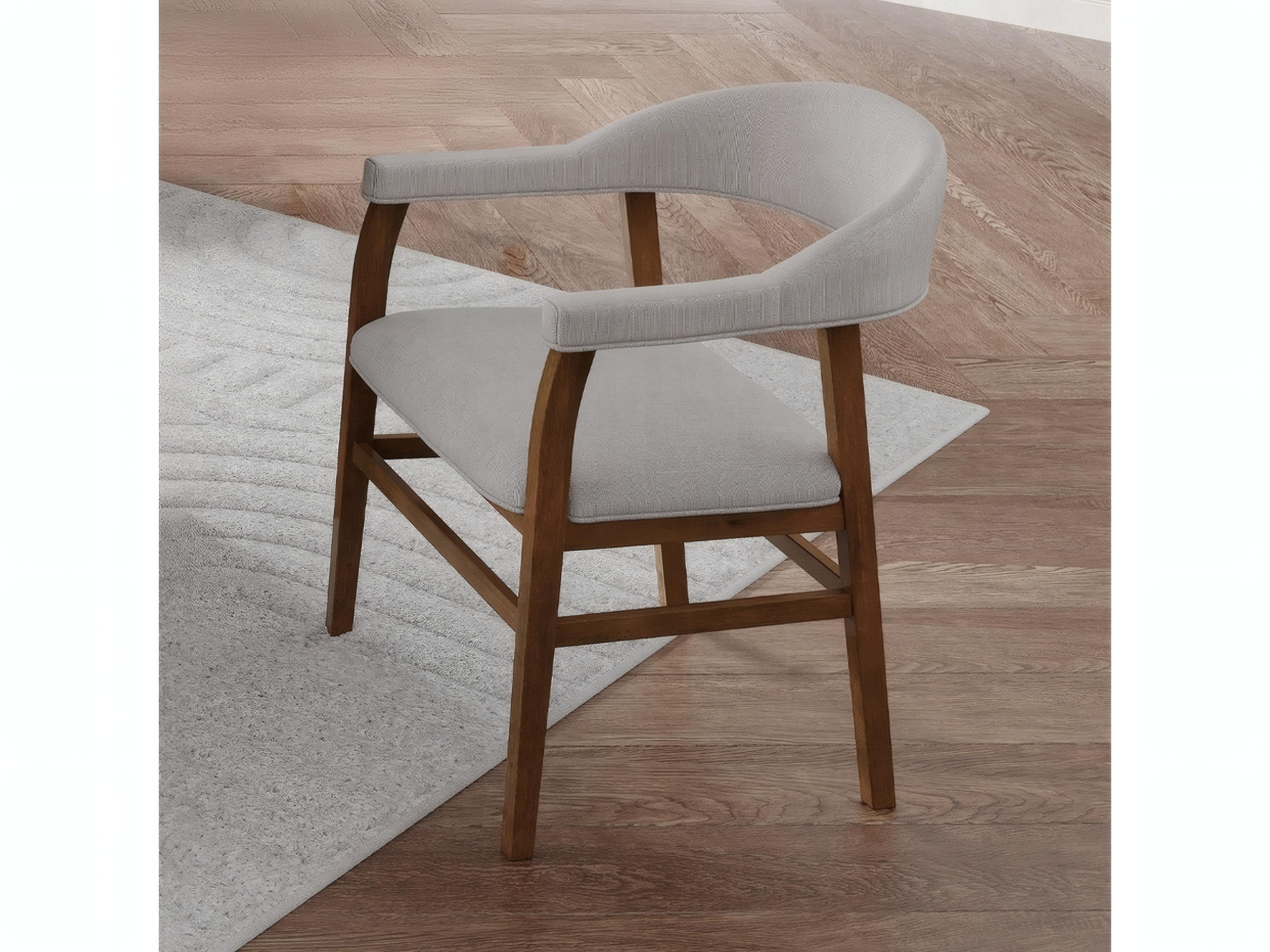 Acme Furniture Rubberwood Brown Upholstered Arm Dining Chair Set of 2