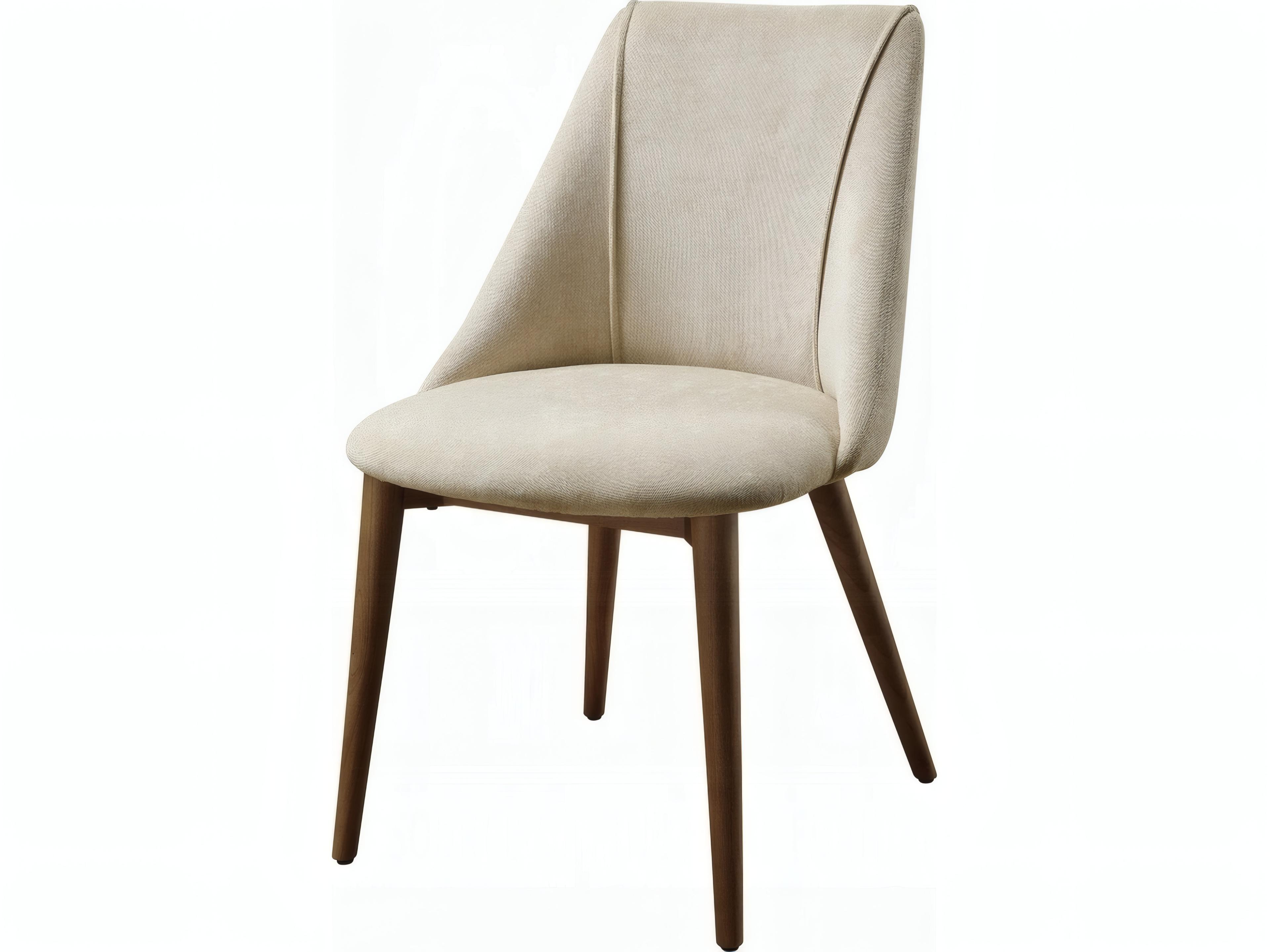 Rubberwood Beige Microfiber Upholstered Armless Dining Chair Set of 2