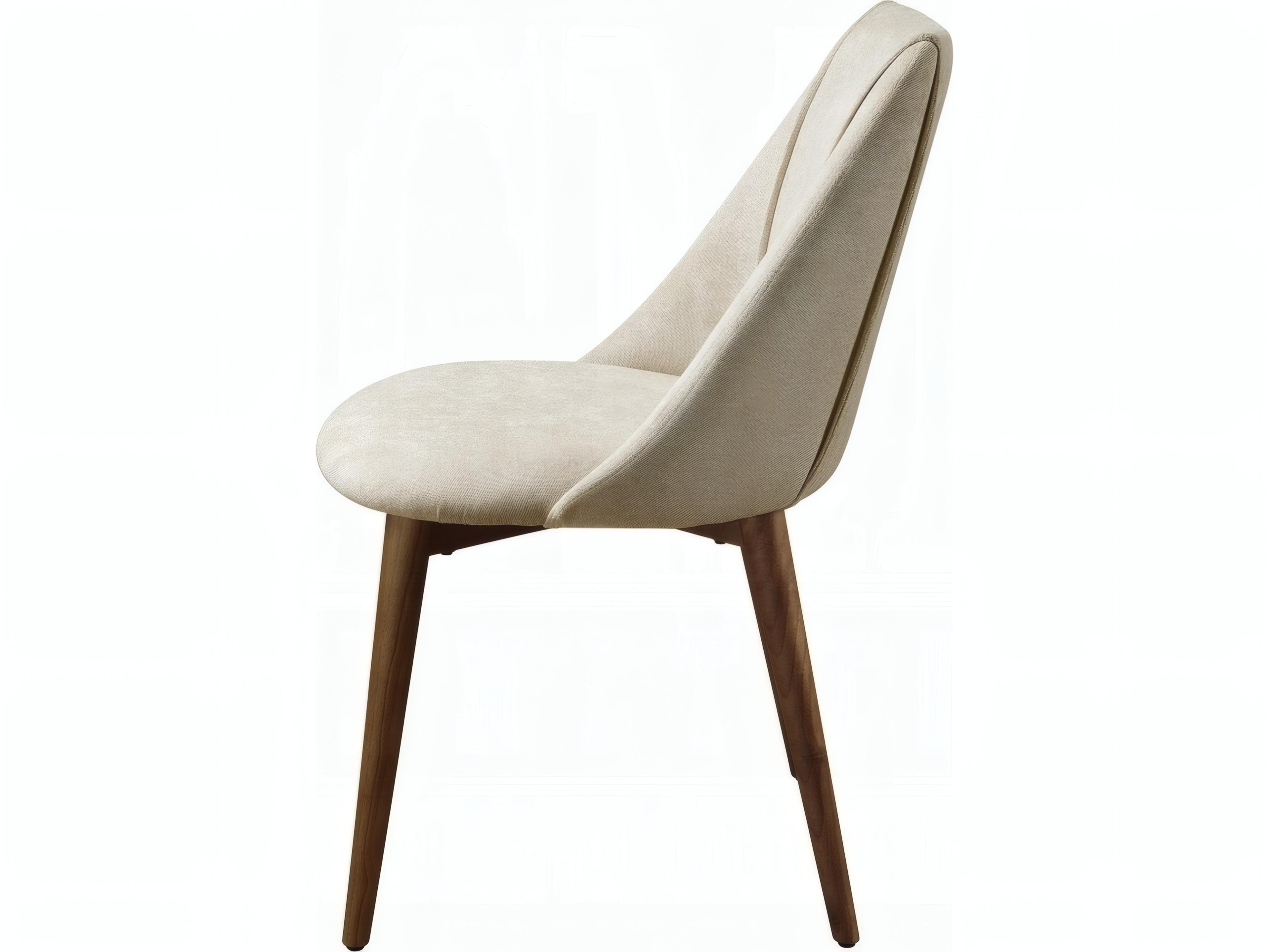 Acme Furniture Rubberwood Beige Microfiber Upholstered Armless Dining Chair Set of 2