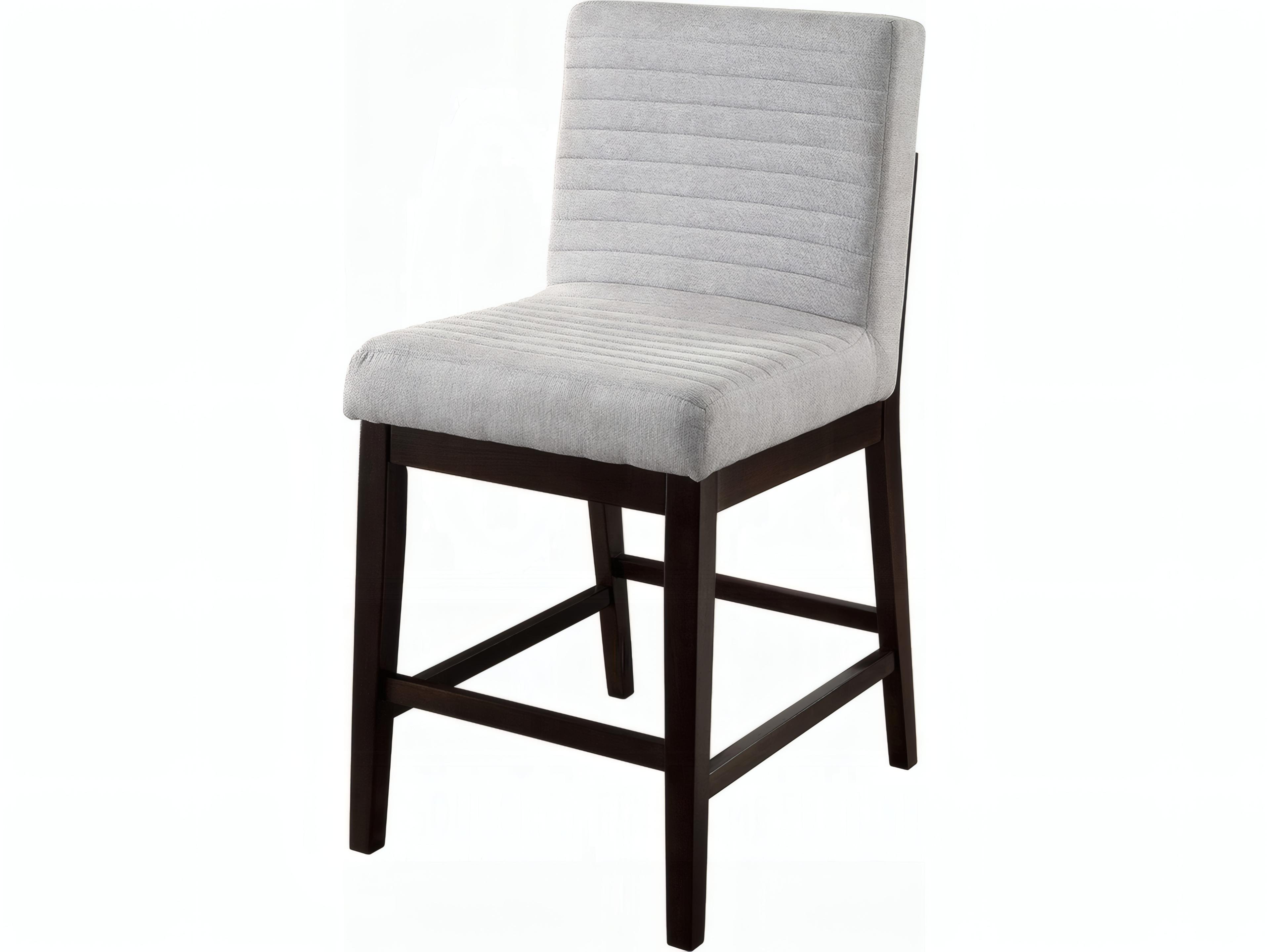 Edwyn Gray Linen Espresso Upholstered Rubberwood Counter Stool