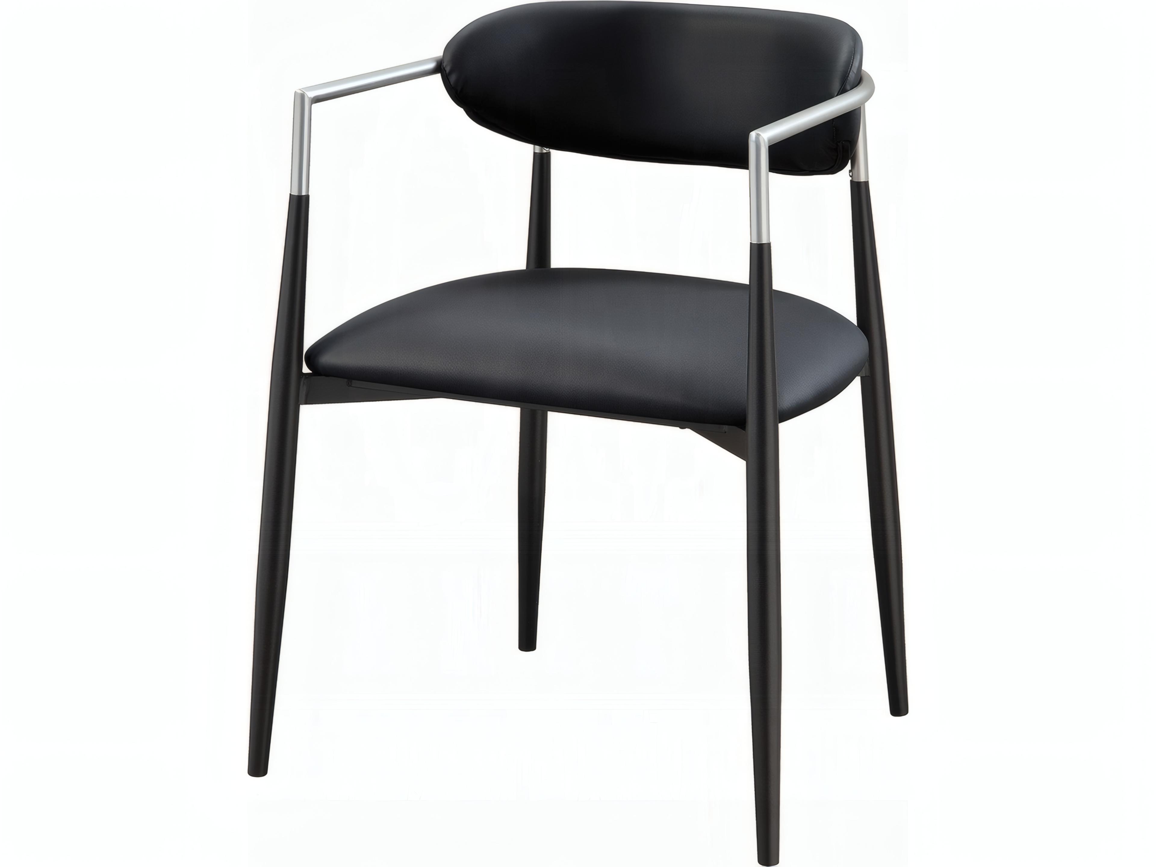 Gavan Contemporary Arm Chair Set of 2 in Black Synthetic Leather