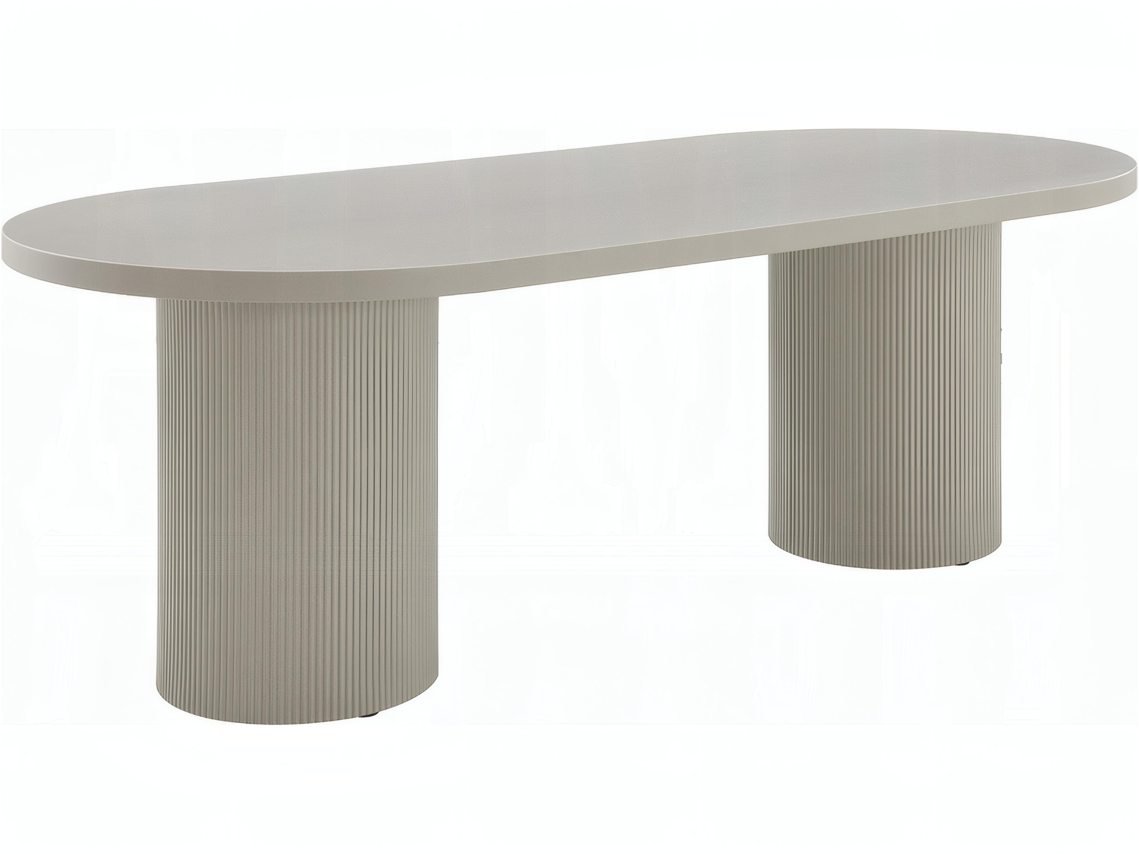 Laela Oval Wood Bone White Dining Table