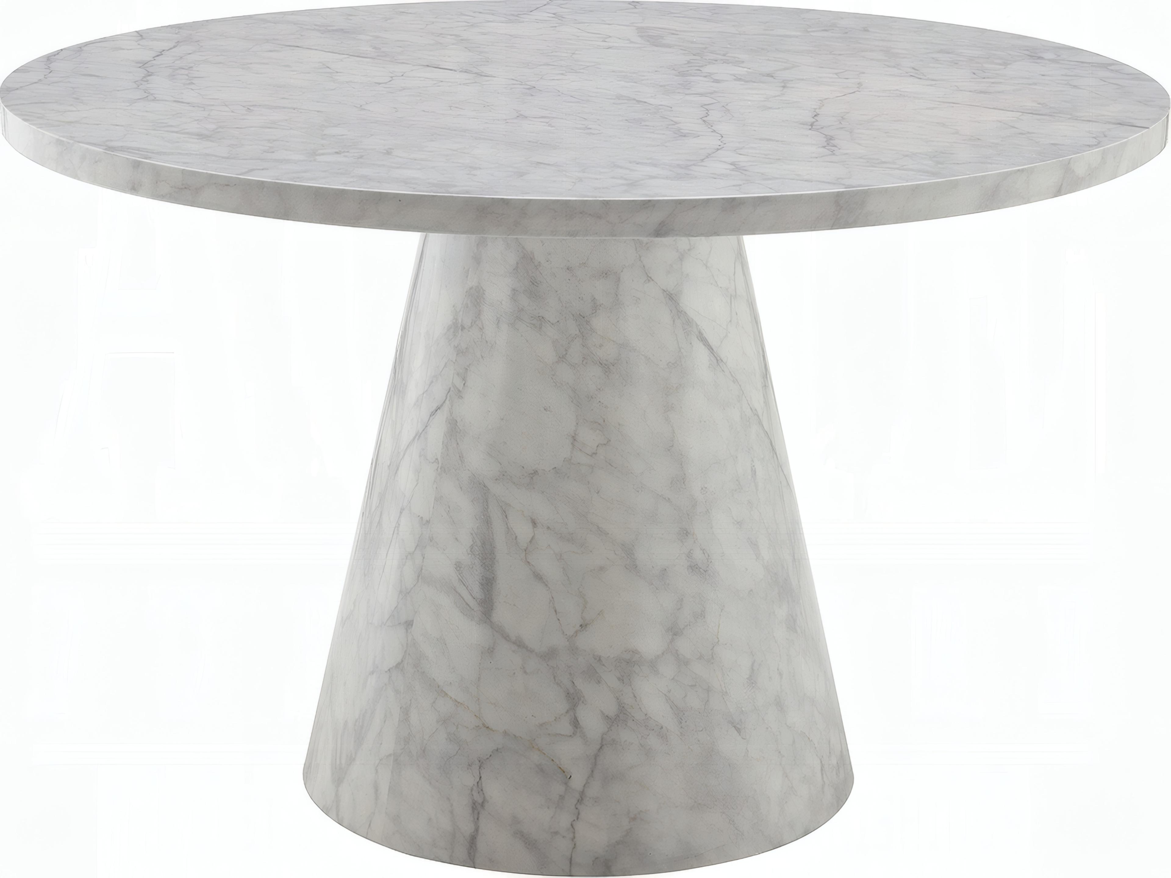 Kacey Round Faux Marble Engineered Stone Dining Table