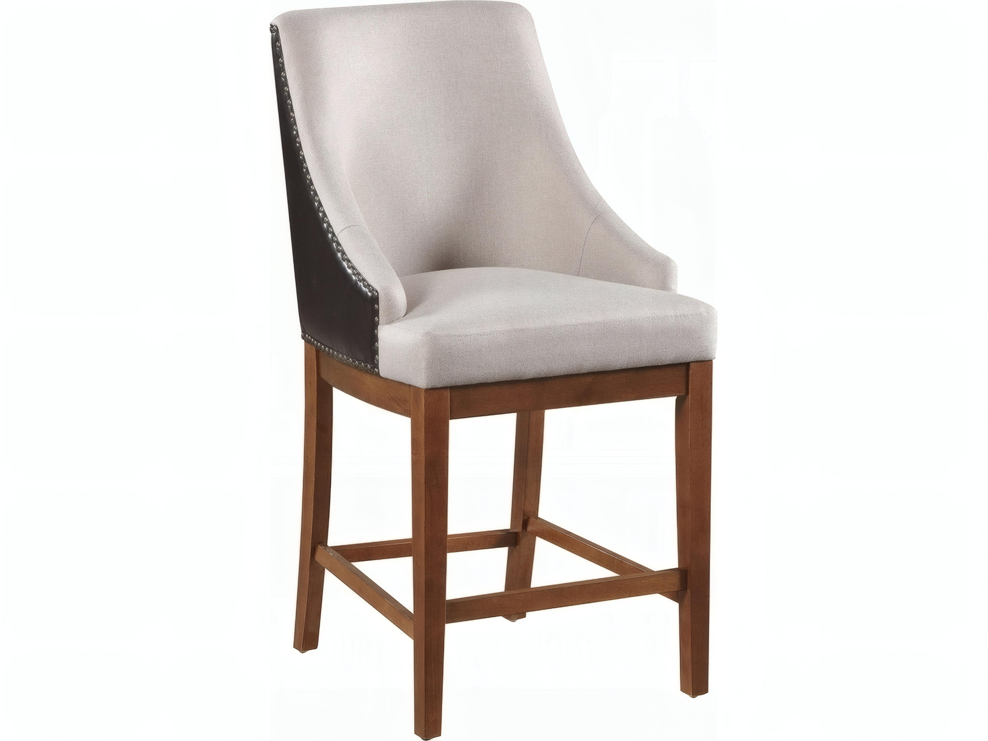 Gilsea Fabric Brown Synthetic Leather Upholstered Acacia Wood Counter Stool