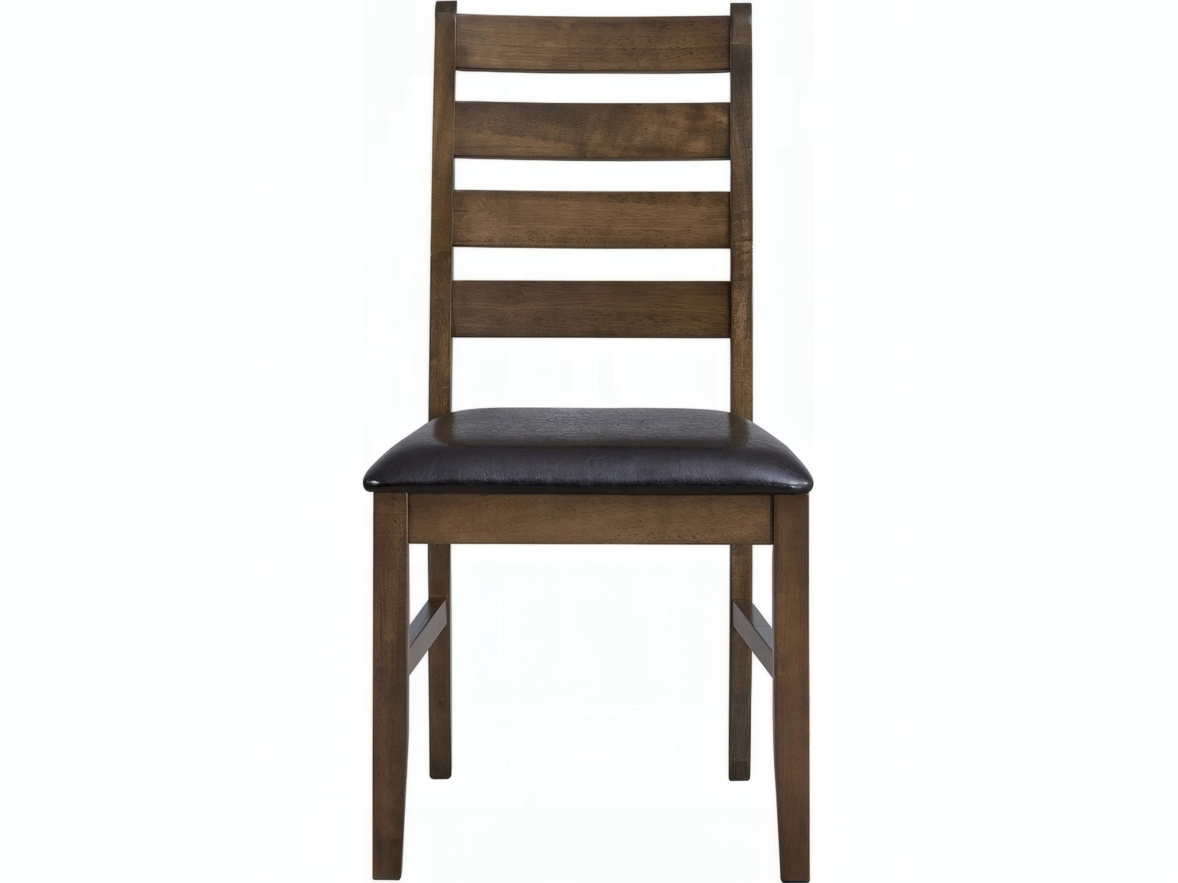 Damica Rubberwood Brown Faux Leather Armless Dining Chair Set of 2