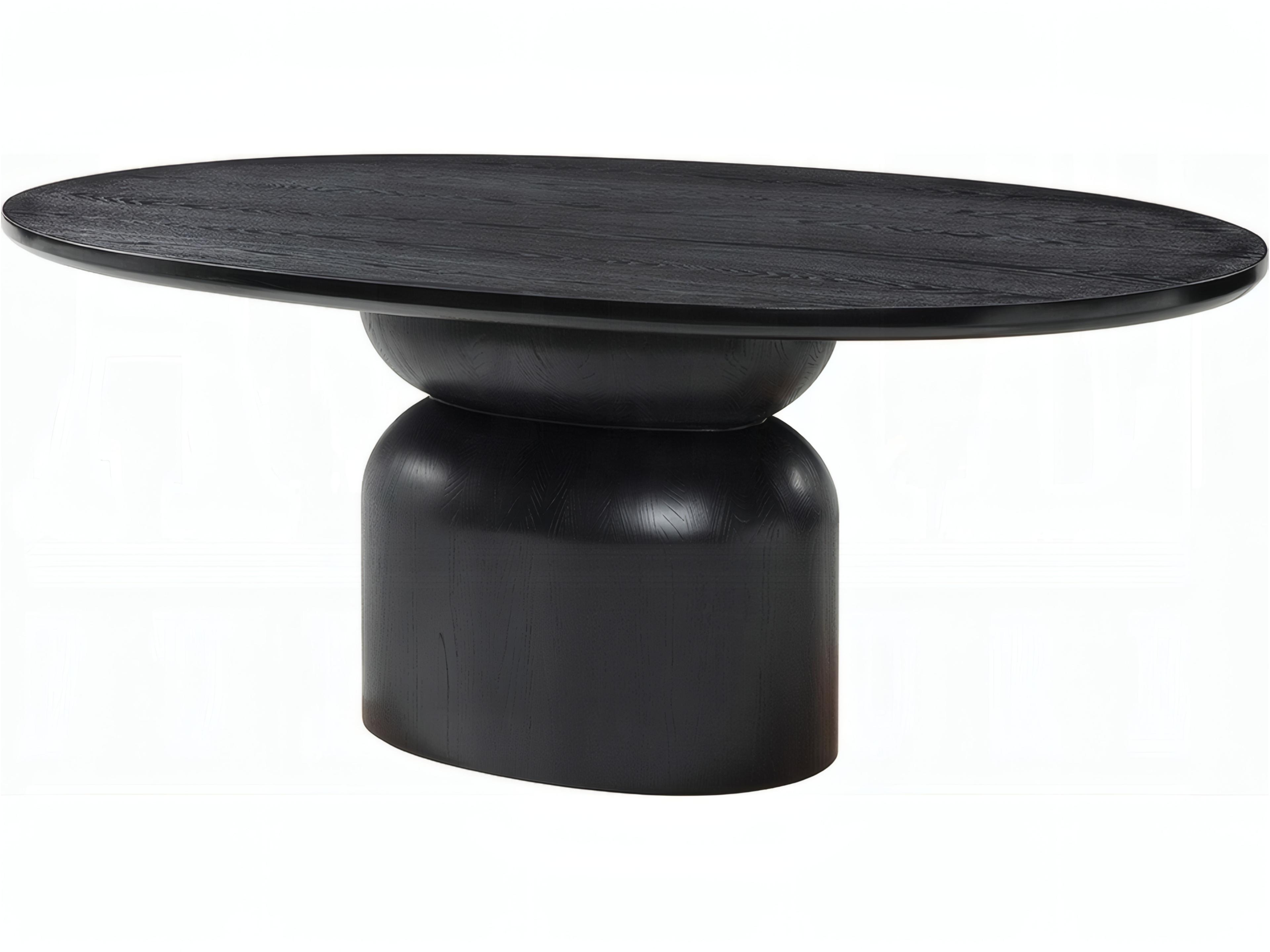 Marioly Oval Wood Ash Black Dining Table