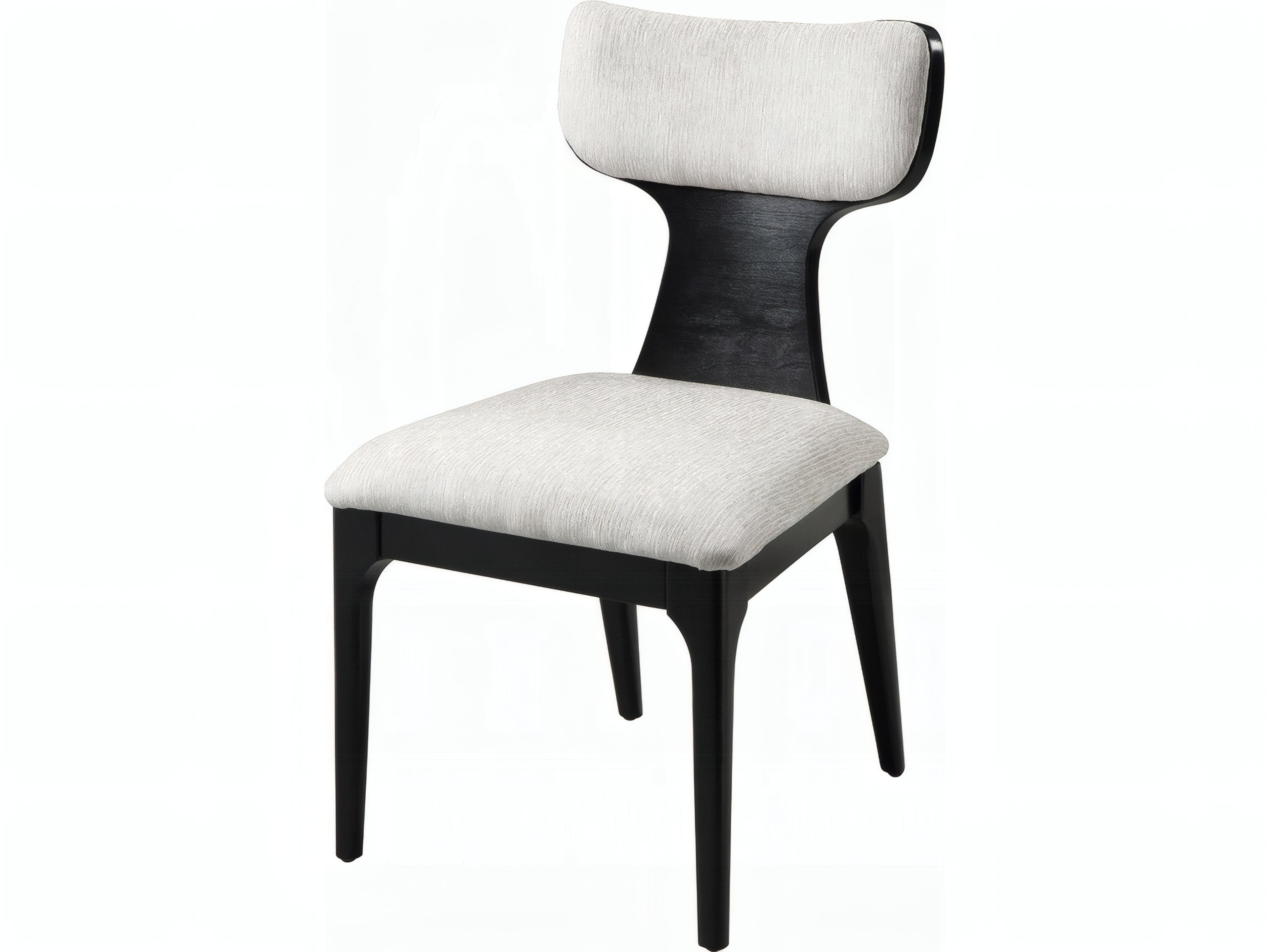 Marioly Natural Wood Black Upholstered Armless Dining Chair Set of 2