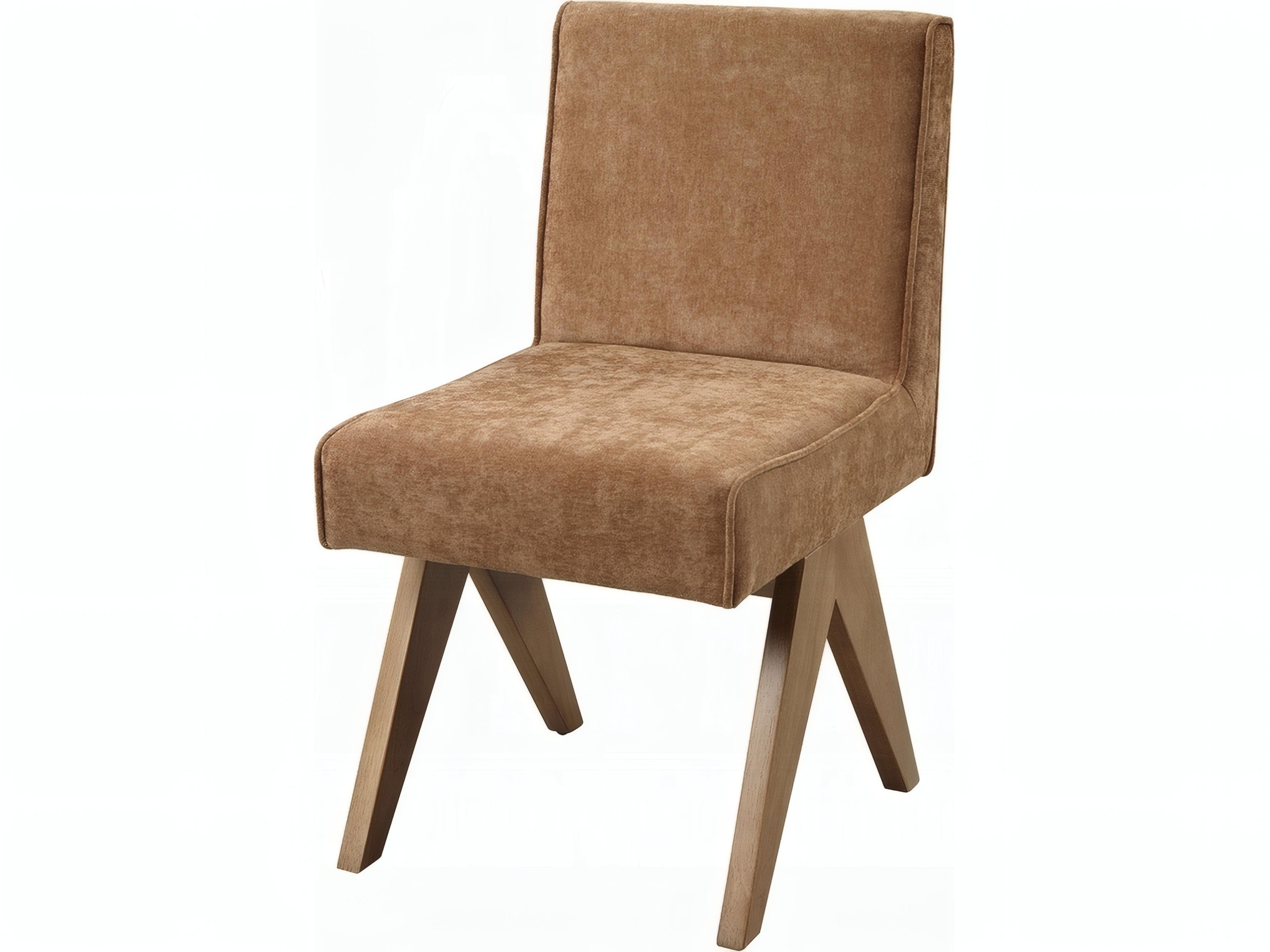 Zoey Oak Wood Brown Upholstered Armless Dining Chair Set of 2