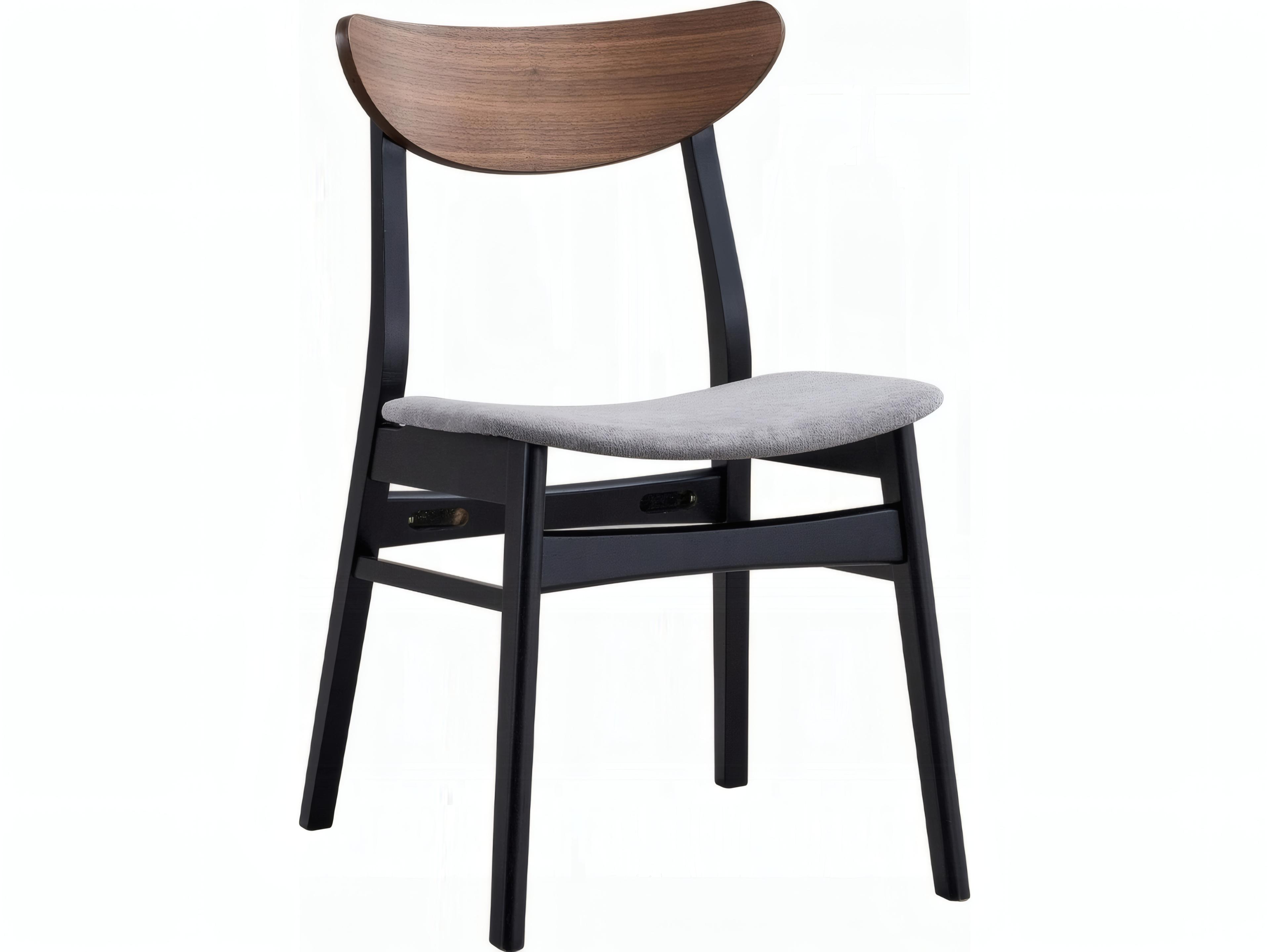 Rebi Rubberwood Black Upholstered Armless Dining Chair Set of 2
