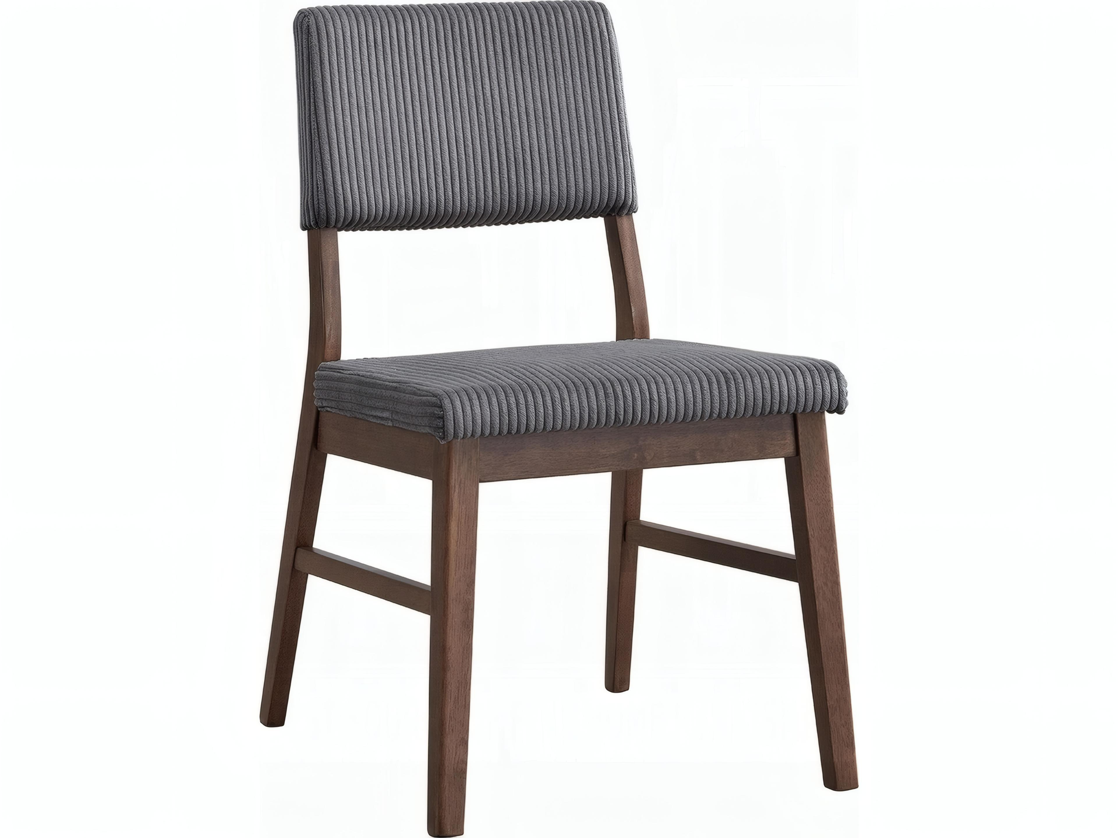 Seda Rubberwood Gray Upholstered Armless Dining Chair Set of 2