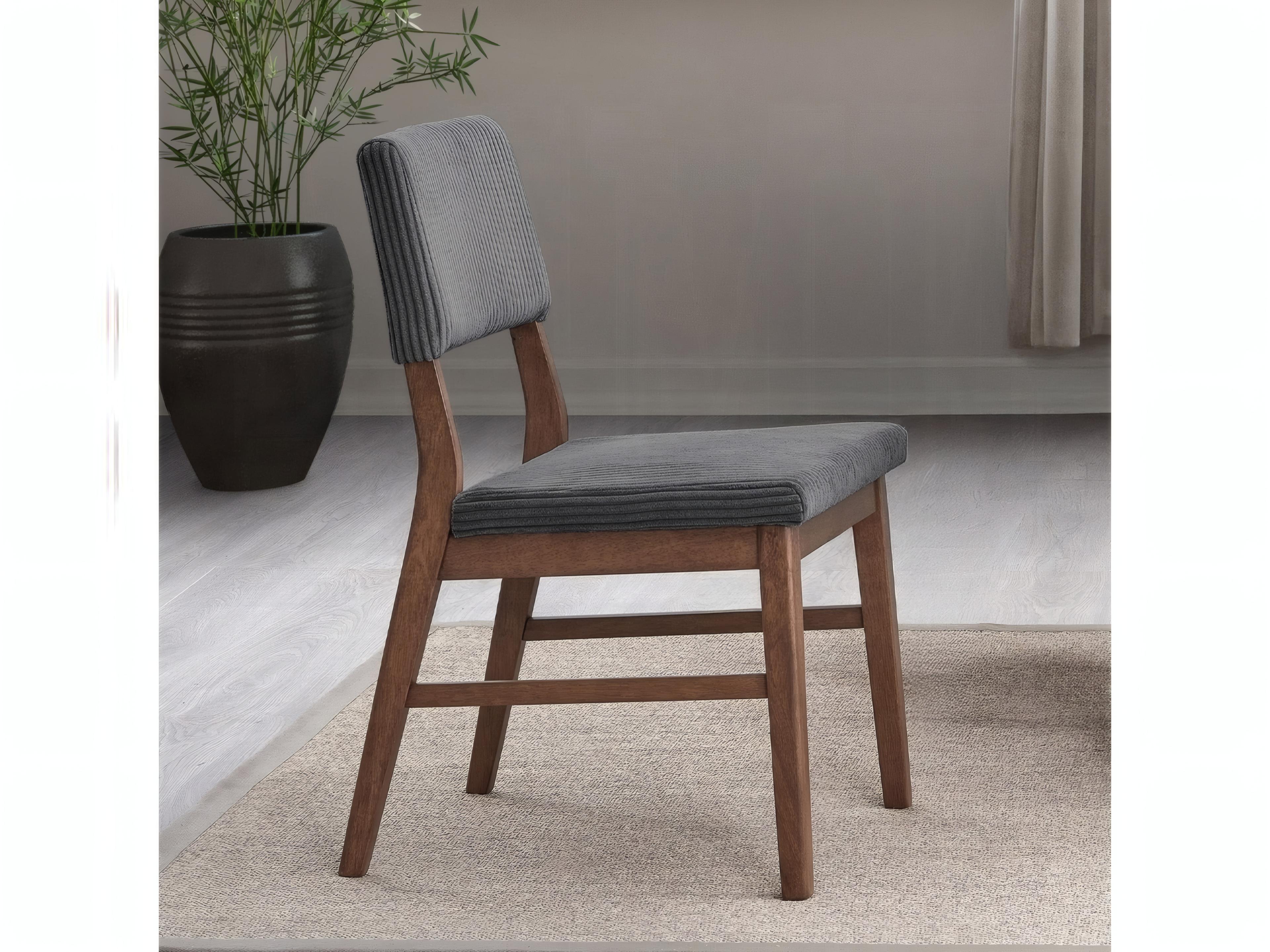 Acme Furniture Seda Rubberwood Gray Upholstered Armless Dining Chair Set of 2