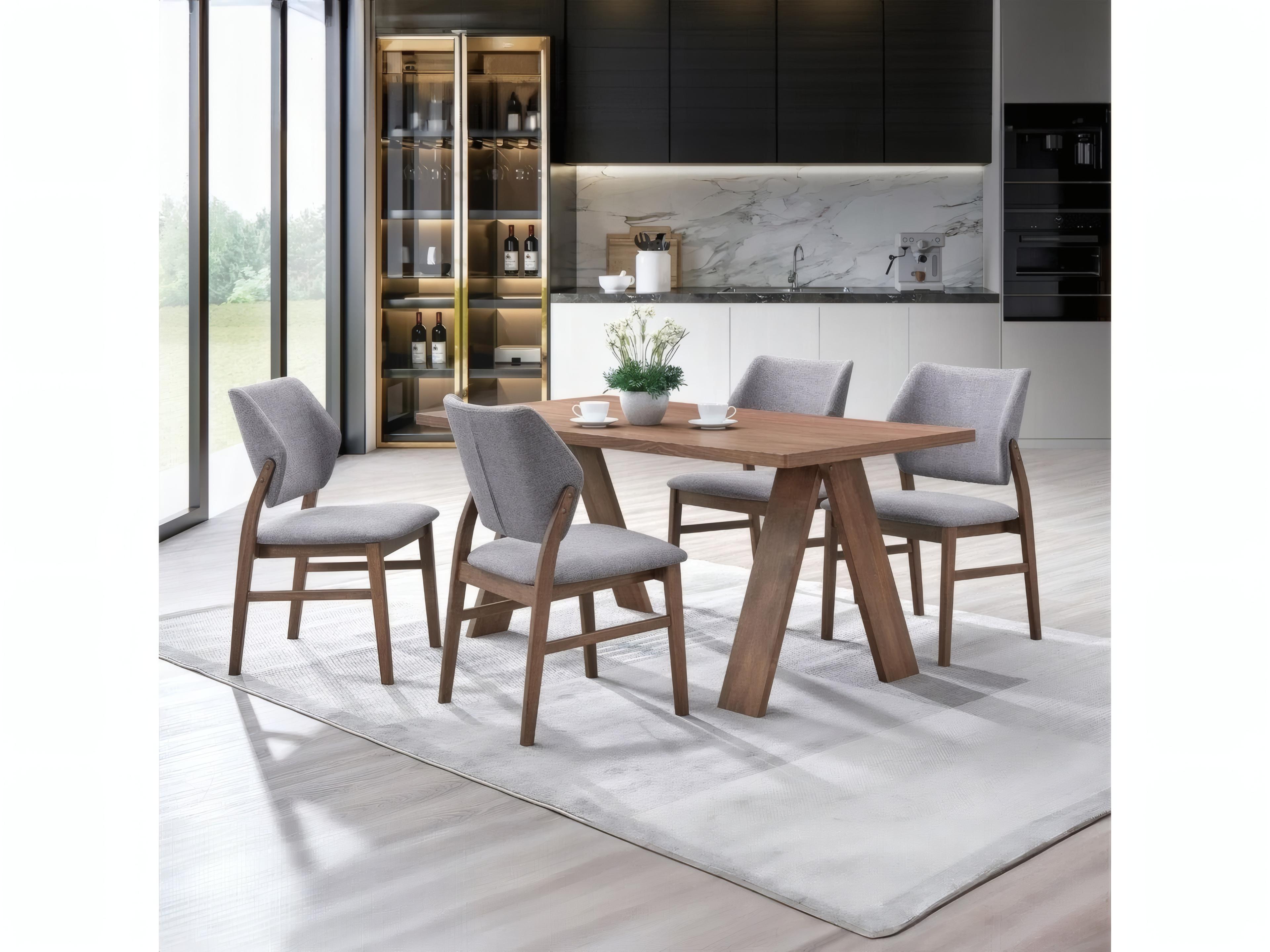 Acme Furniture Sarha Rubberwood Gray Upholstered Armless Dining Chair Set of 2