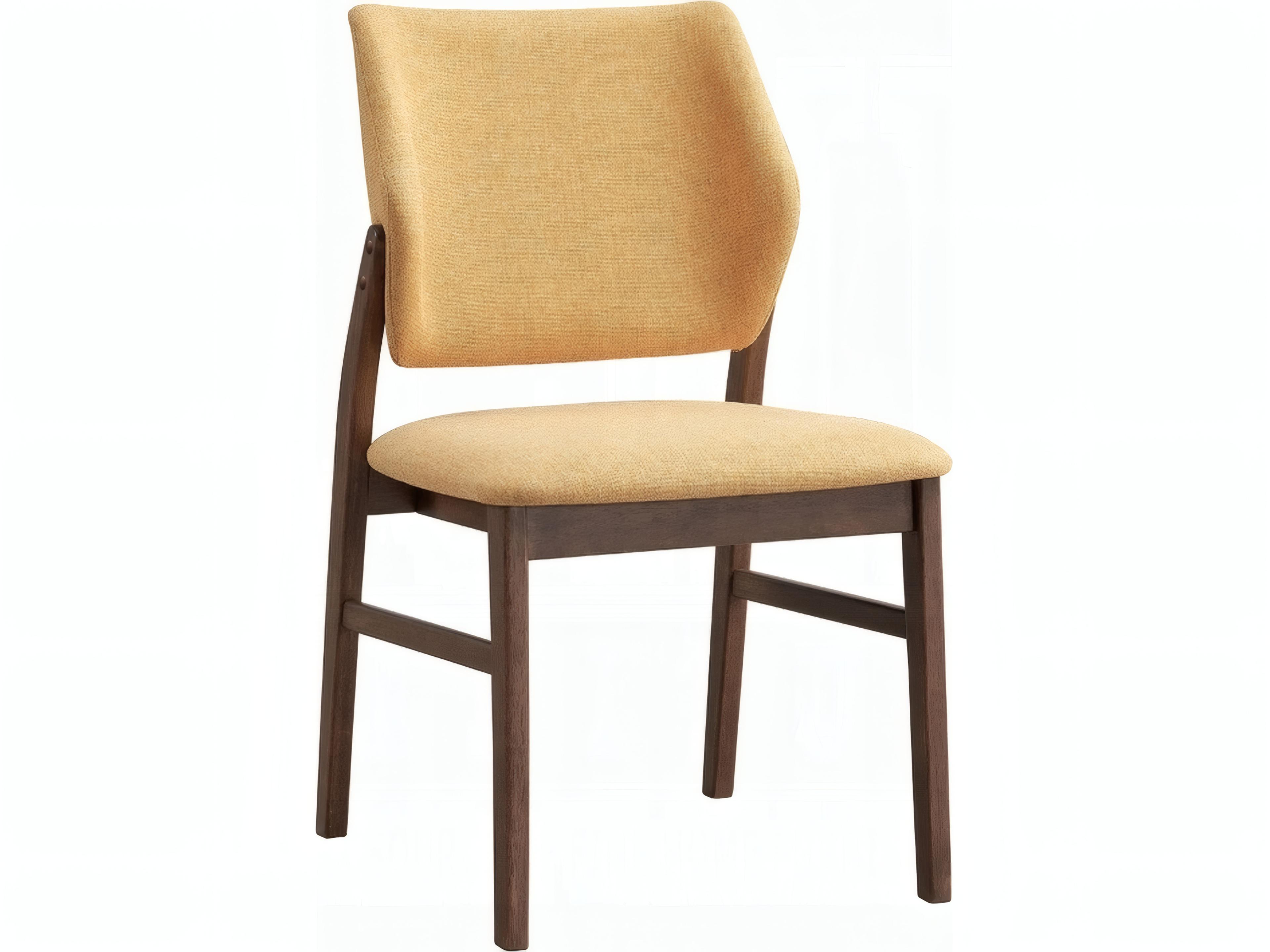 Sarha Rubberwood Yellow Upholstered Armless Dining Chair Set of 2