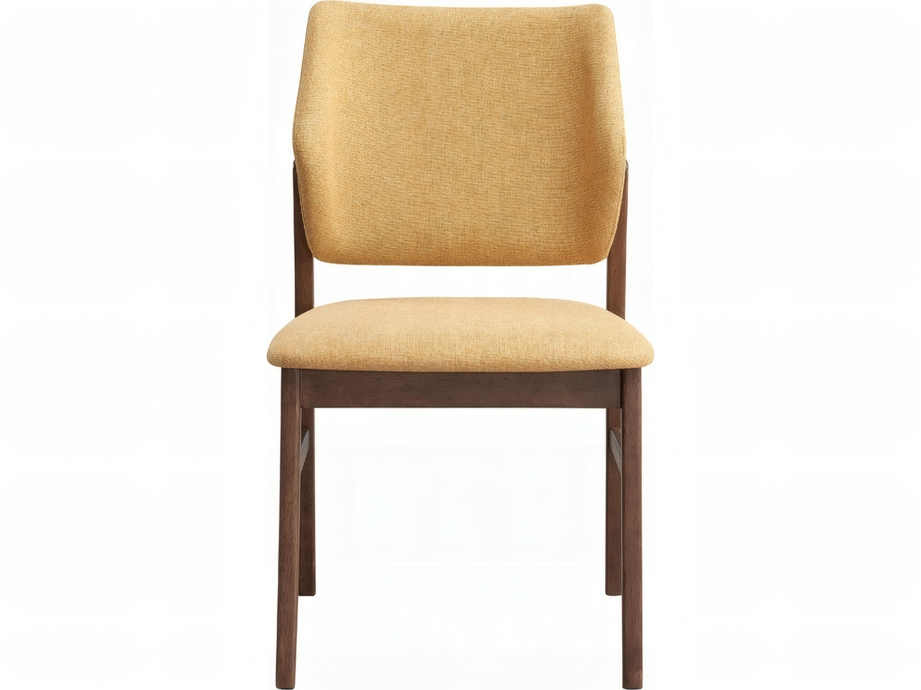 Acme Furniture Sarha Rubberwood Yellow Upholstered Armless Dining Chair Set of 2