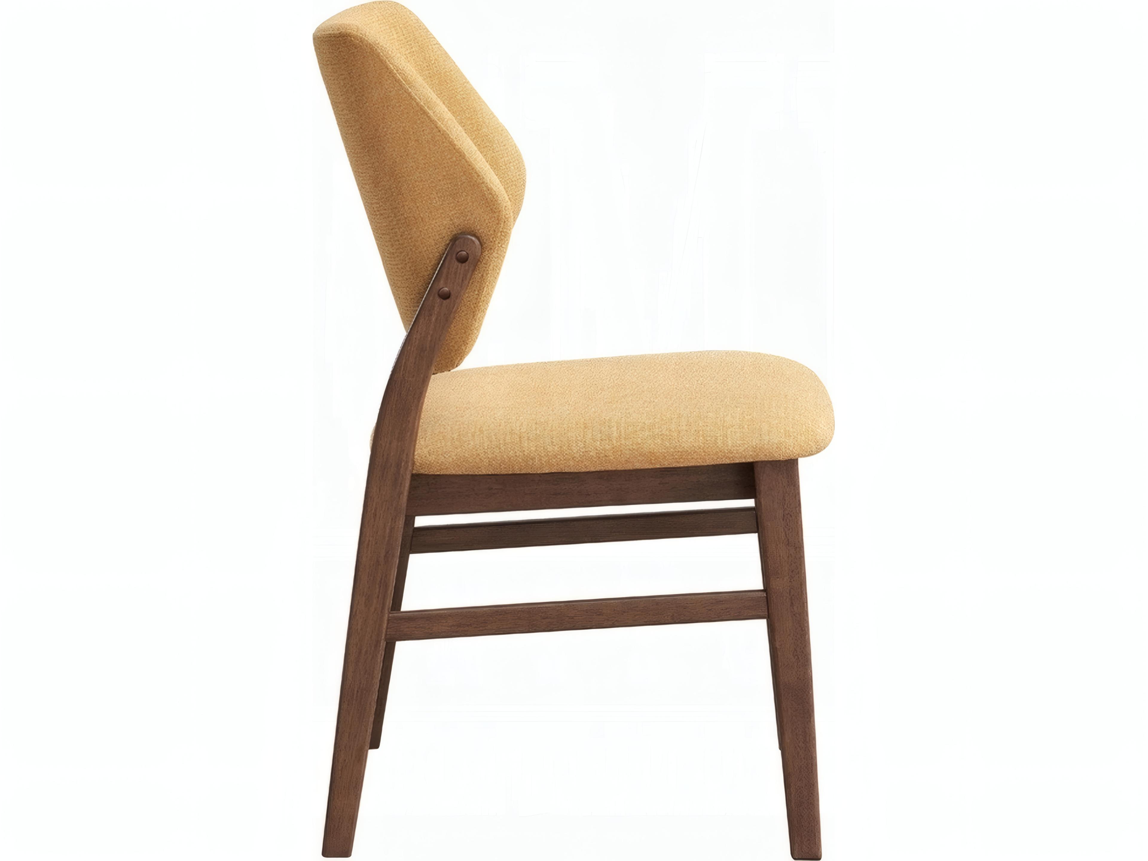 Acme Furniture Sarha Rubberwood Yellow Upholstered Armless Dining Chair Set of 2