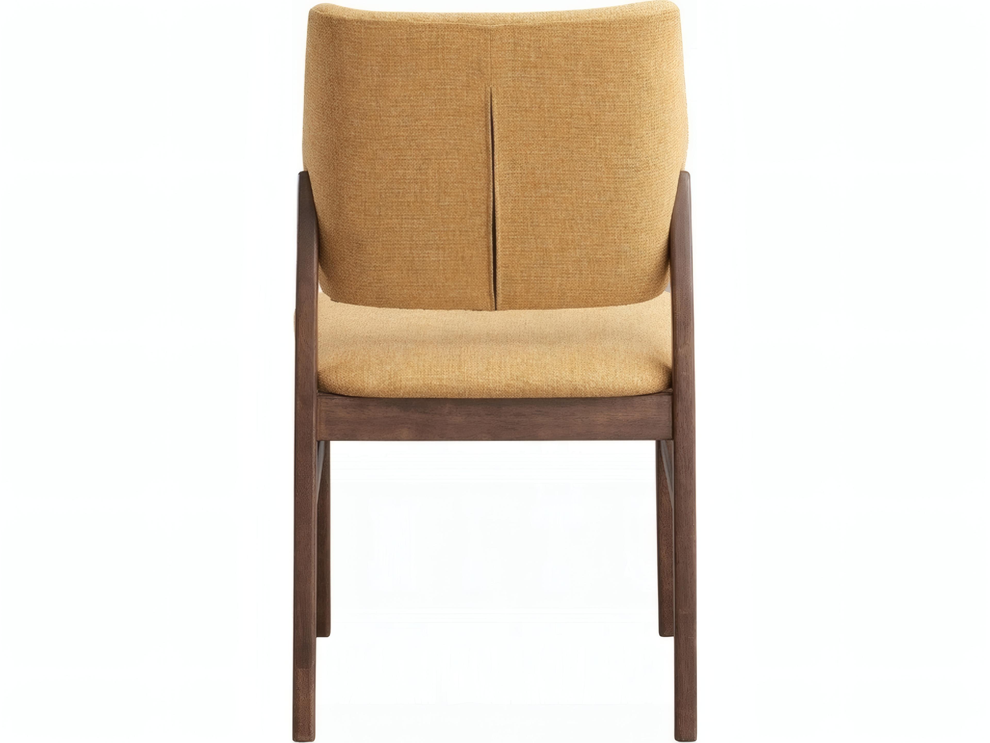 Acme Furniture Sarha Rubberwood Yellow Upholstered Armless Dining Chair Set of 2