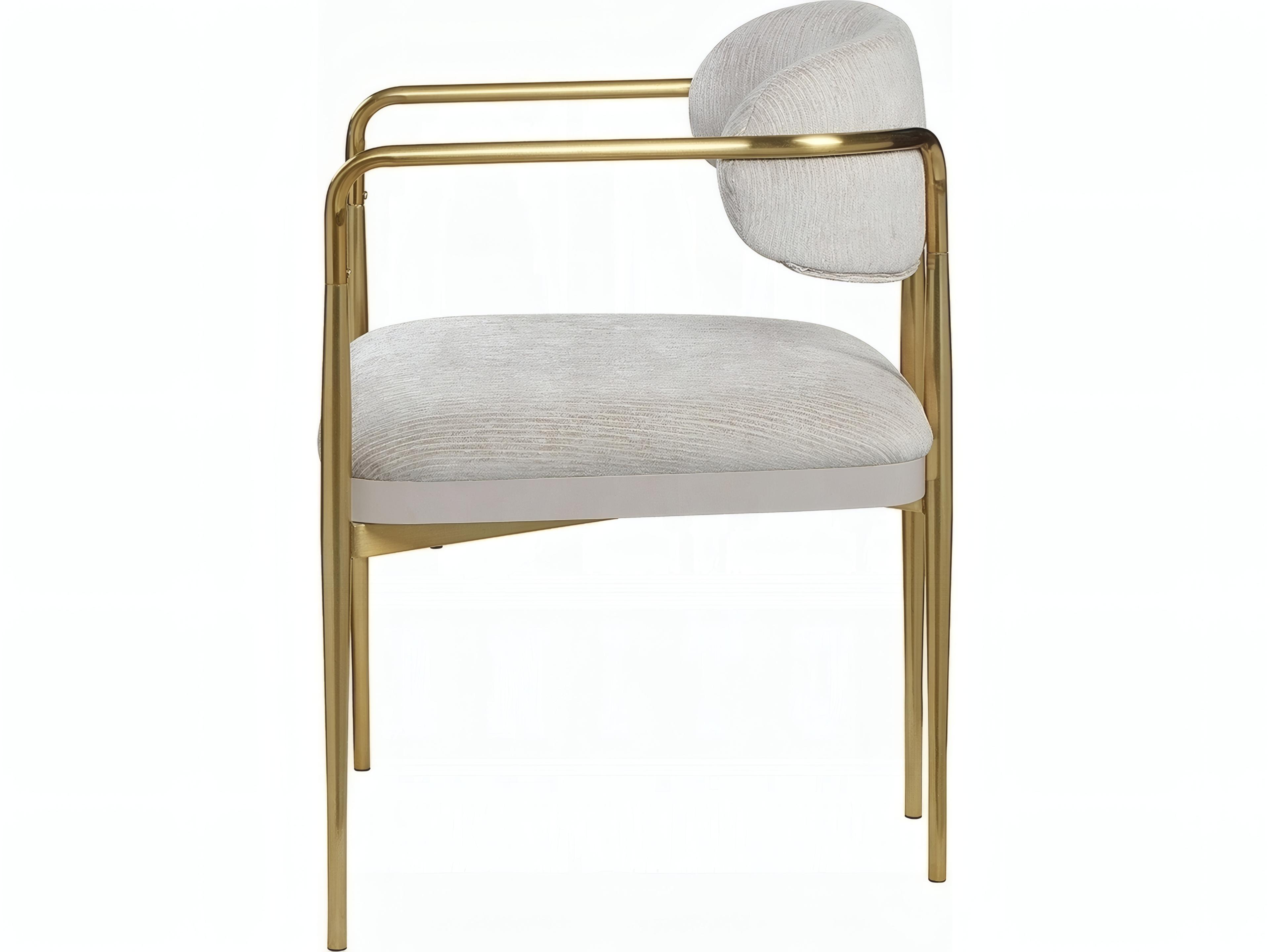 Acme Furniture Beige Upholstered Arm Dining Chair Set of 2