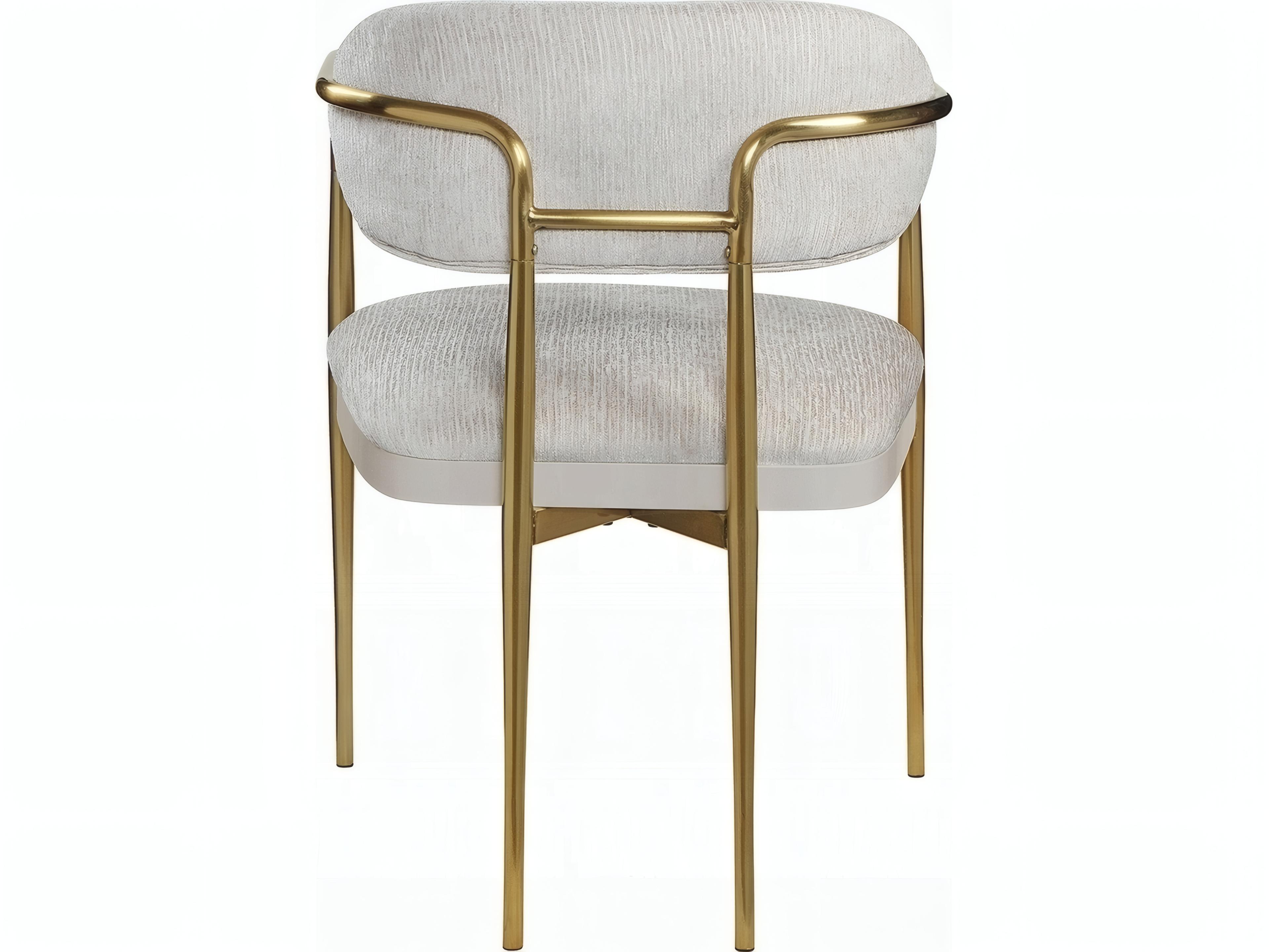 Acme Furniture Beige Upholstered Arm Dining Chair Set of 2