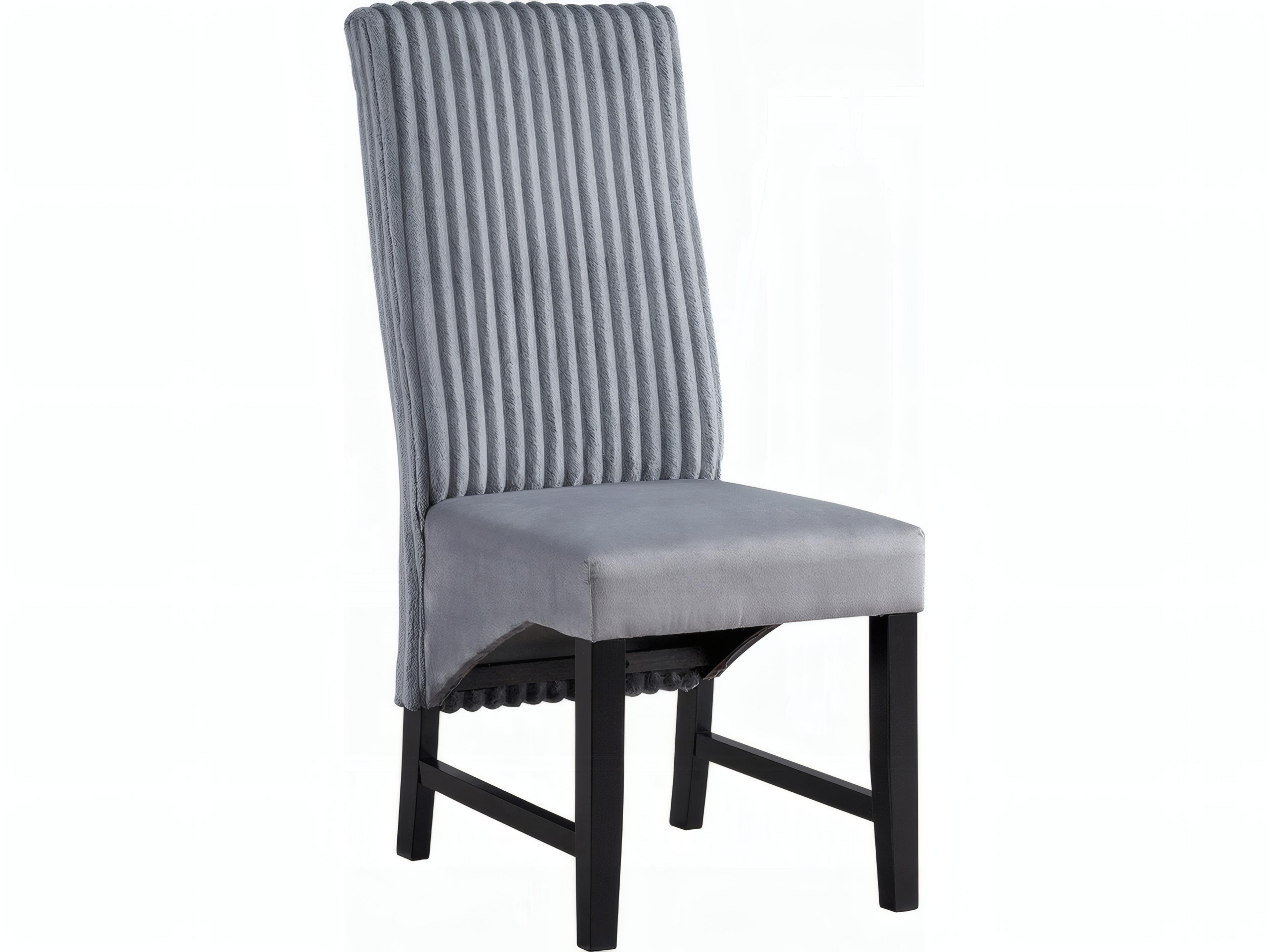 Kini Rubberwood Black Upholstered Armless Dining Chair Set of 2