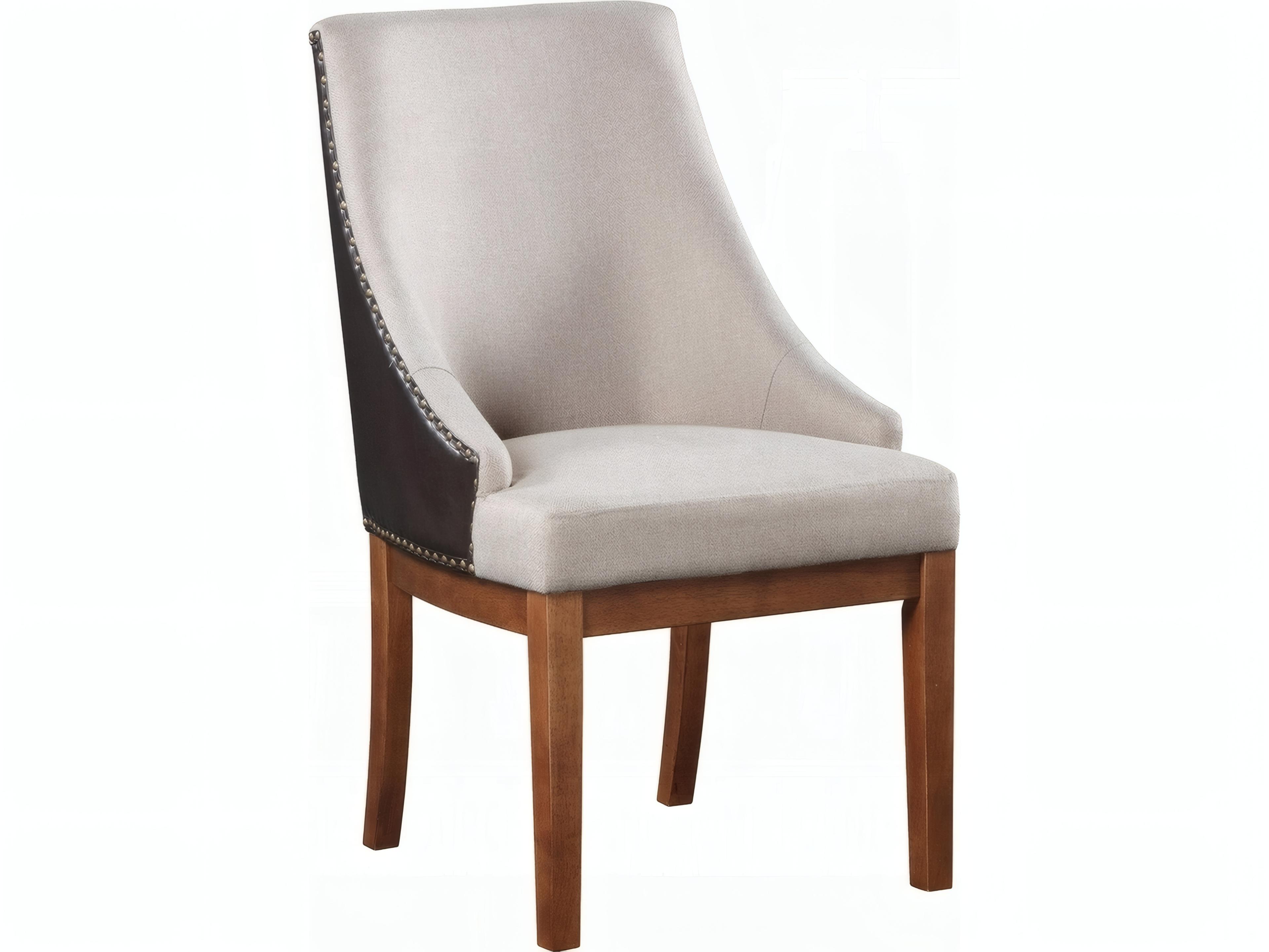 Gilsea Acacia Wood Brown Upholstered Armless Dining Chair Set of 2