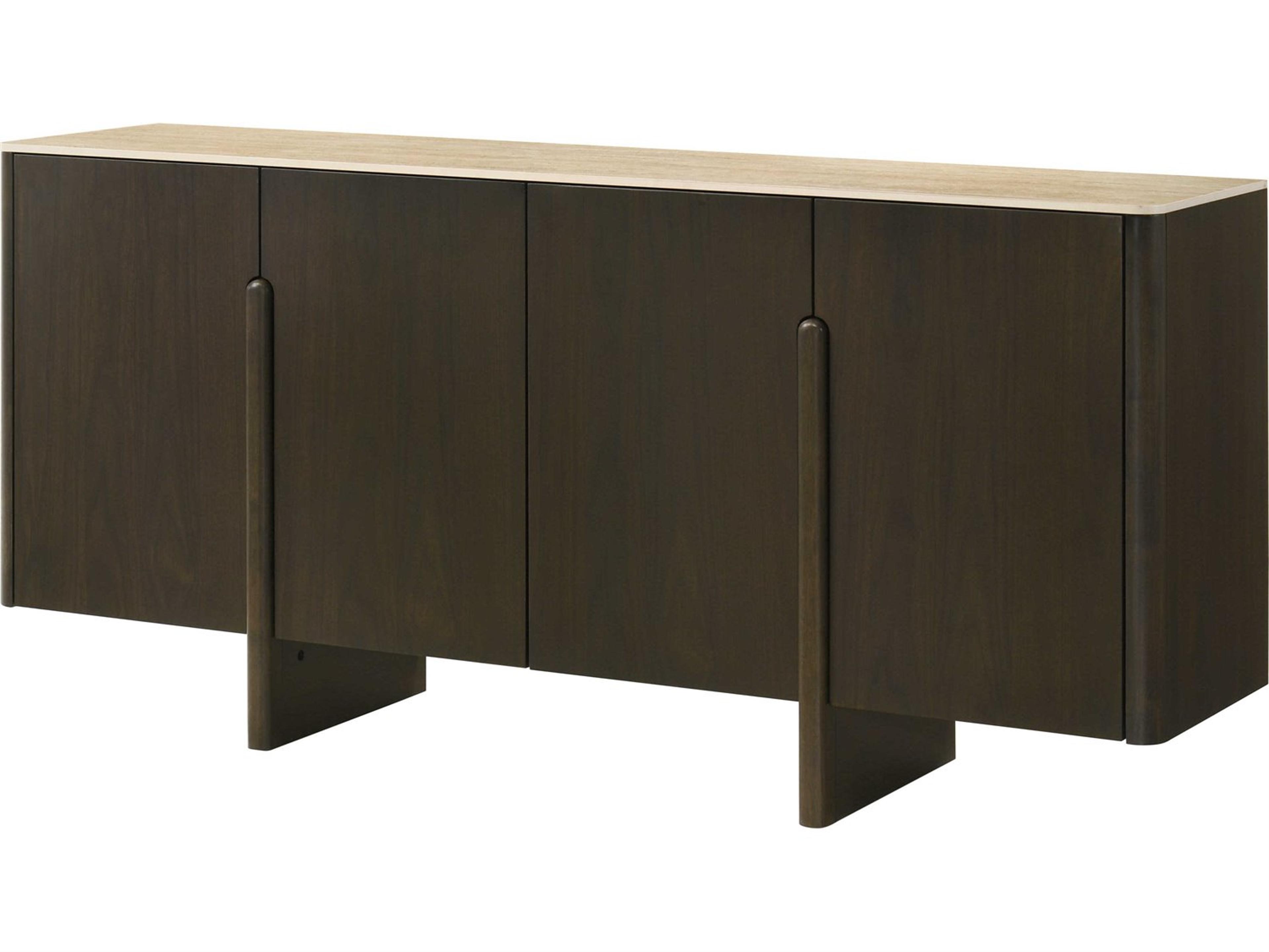 Davita Brown Walnut Wood Ceramic Bar Cabinet