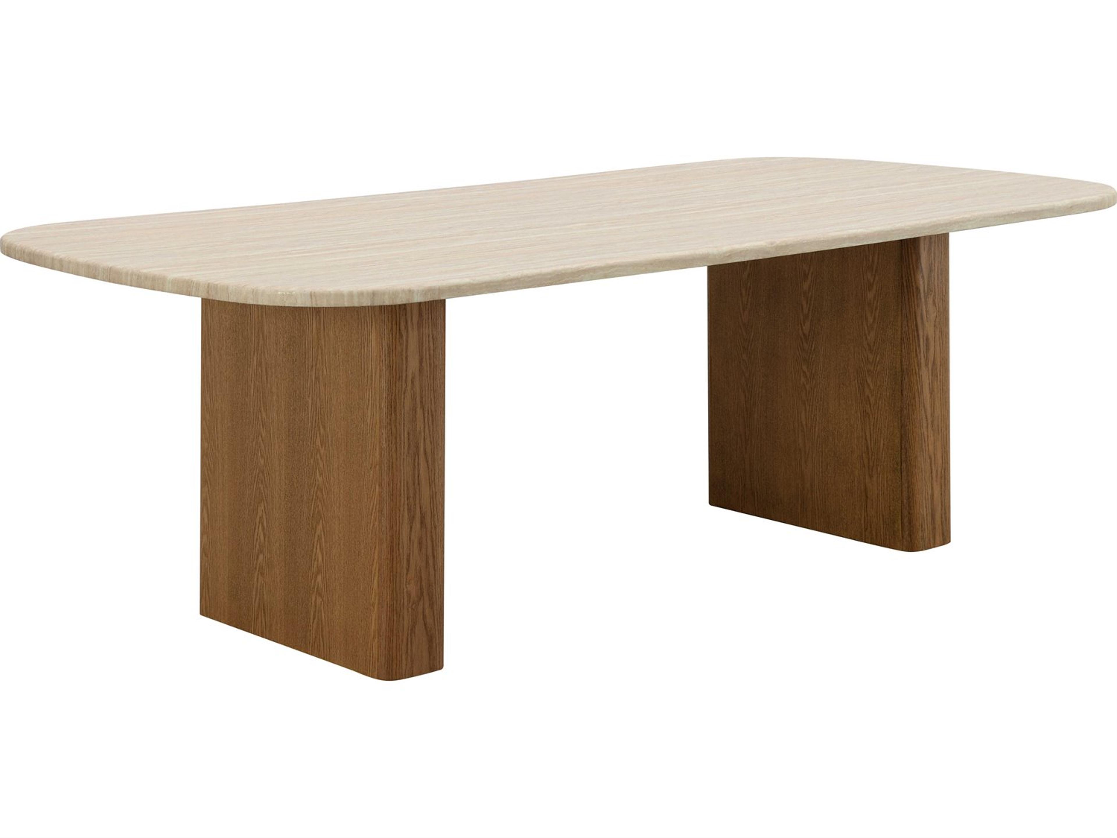 Lidi Rectangular Marble Brown Natural Dining Table