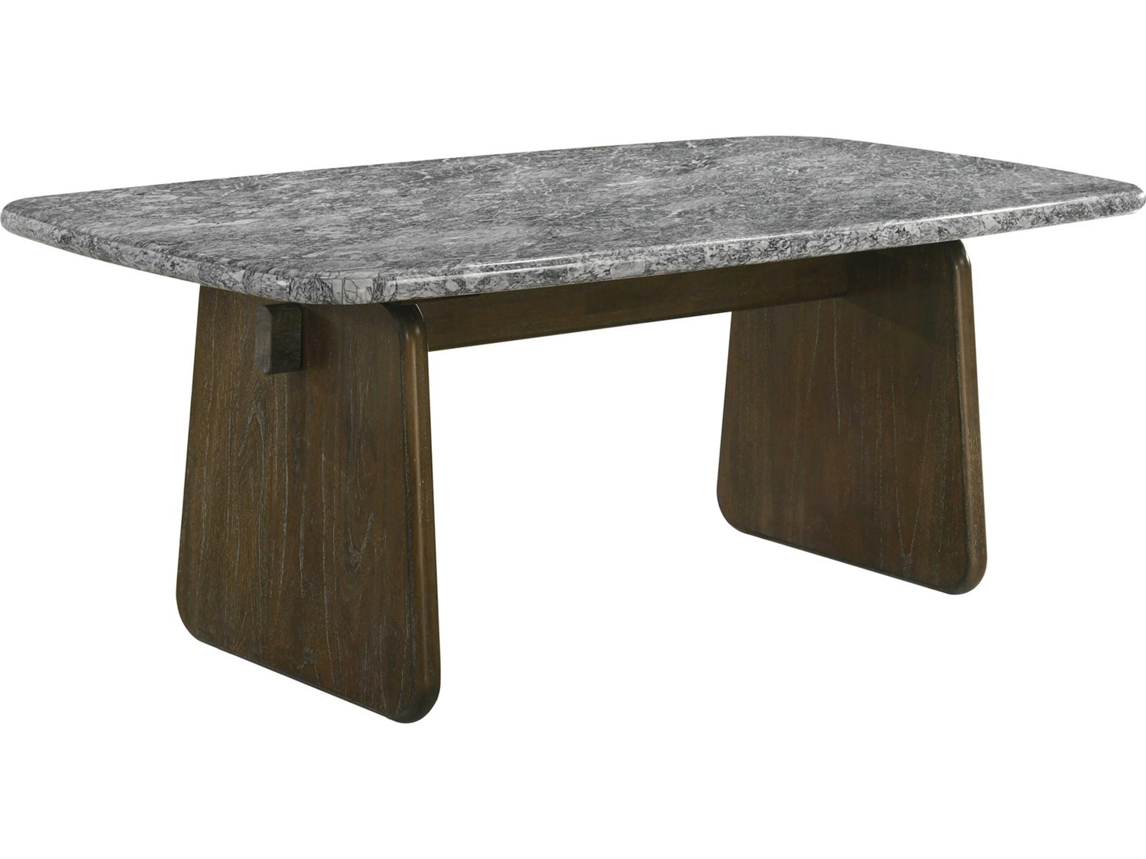 Dillon Rectangular Natural Marble Top Walnut Dining Table