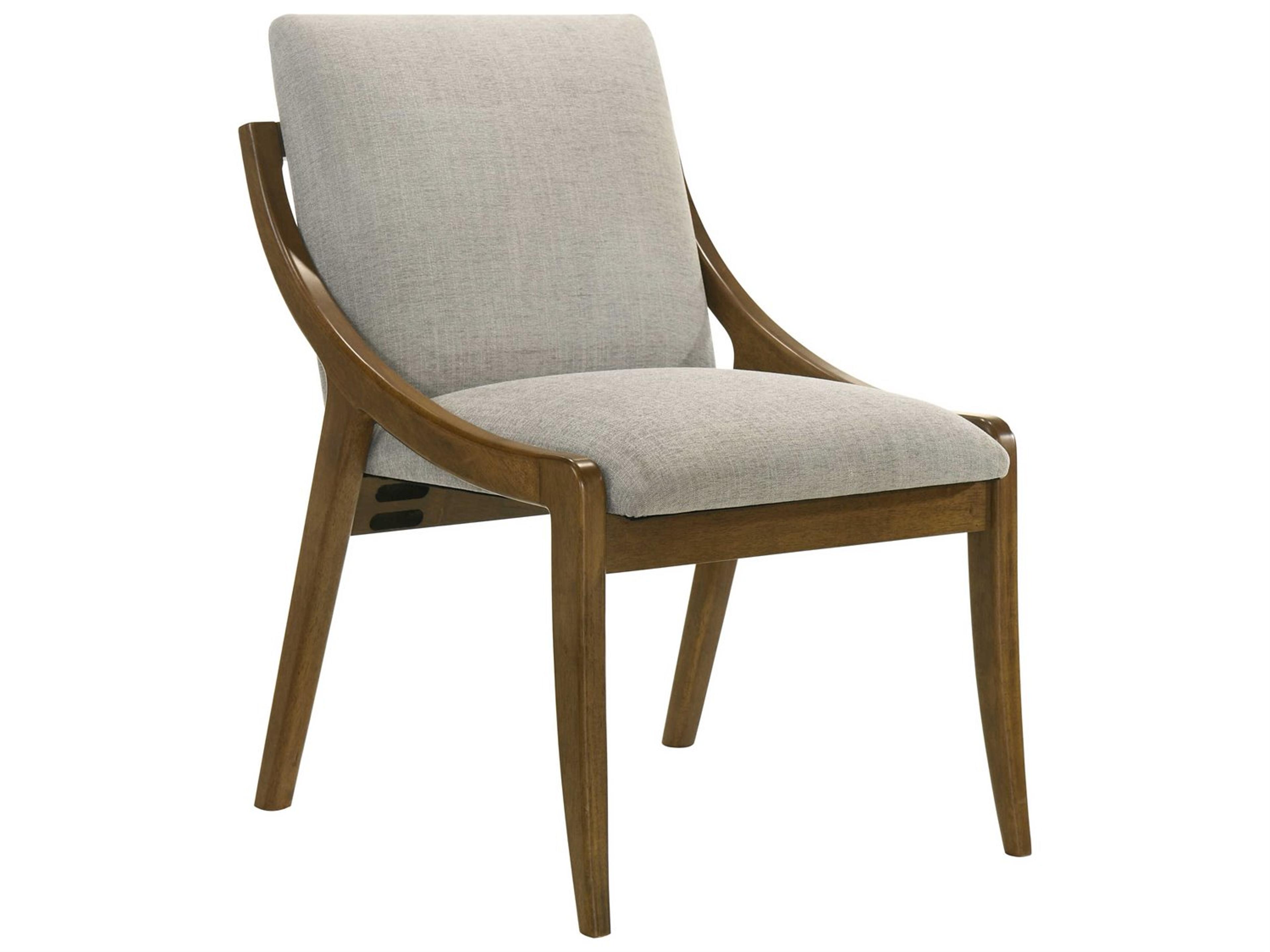 Danzel Oak Wood Gray Upholstered Armless Dining Chair Set of 2