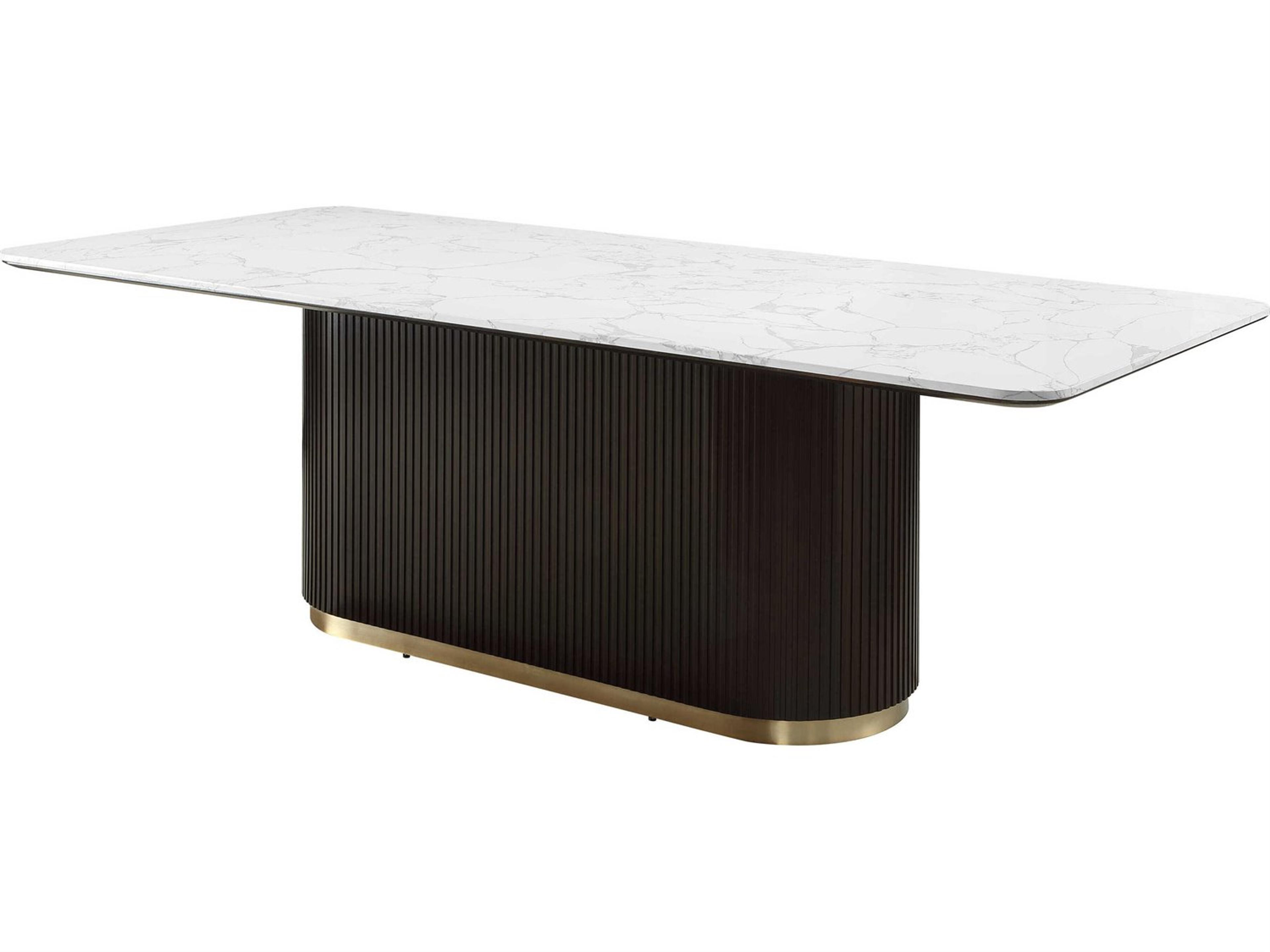 Clayten Rectangular Engineering Marble Top Espresso Dining Table