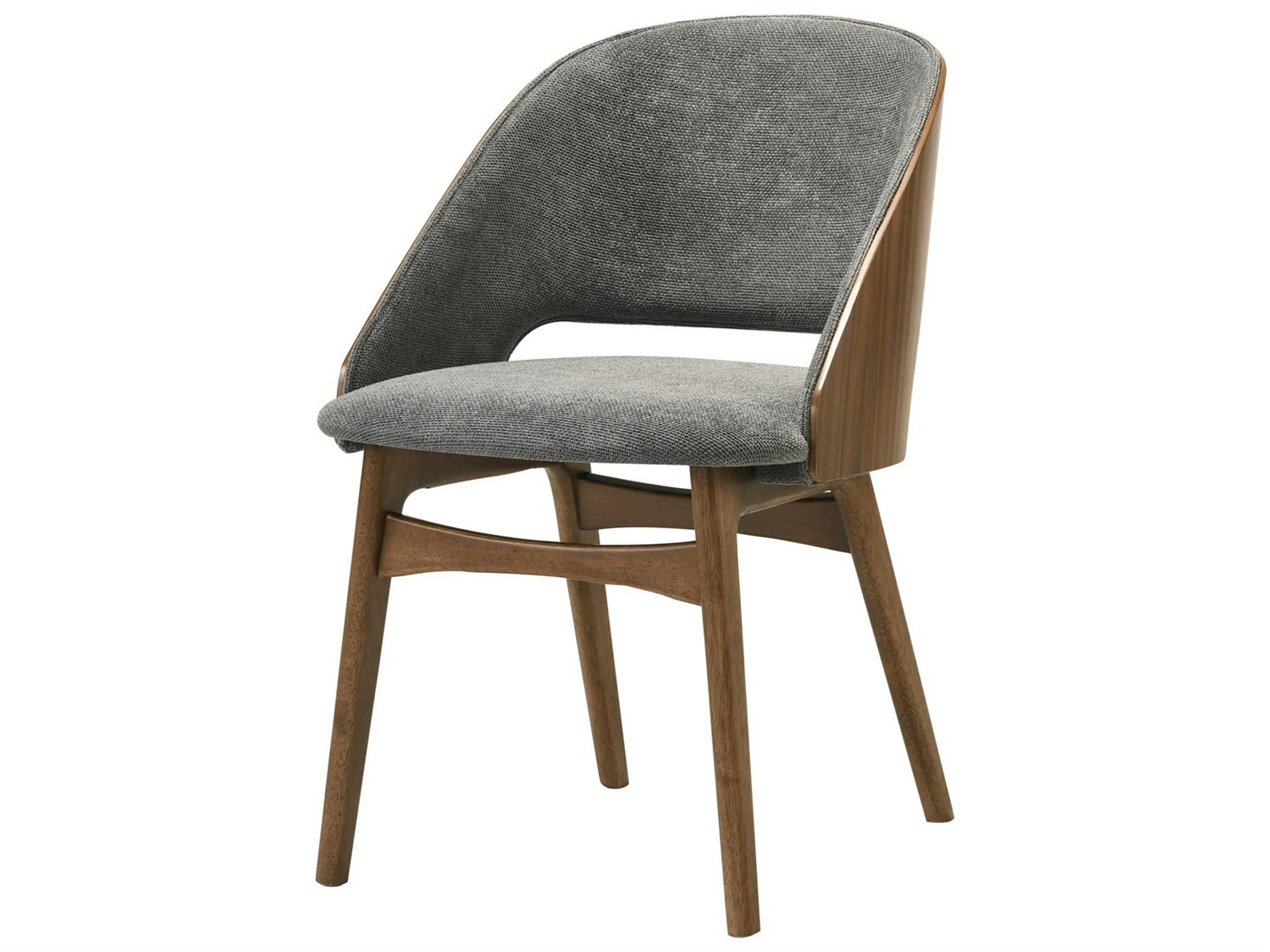 Delmon Walnut Wood Gray Upholstered Armless Dining Chair Set of 2