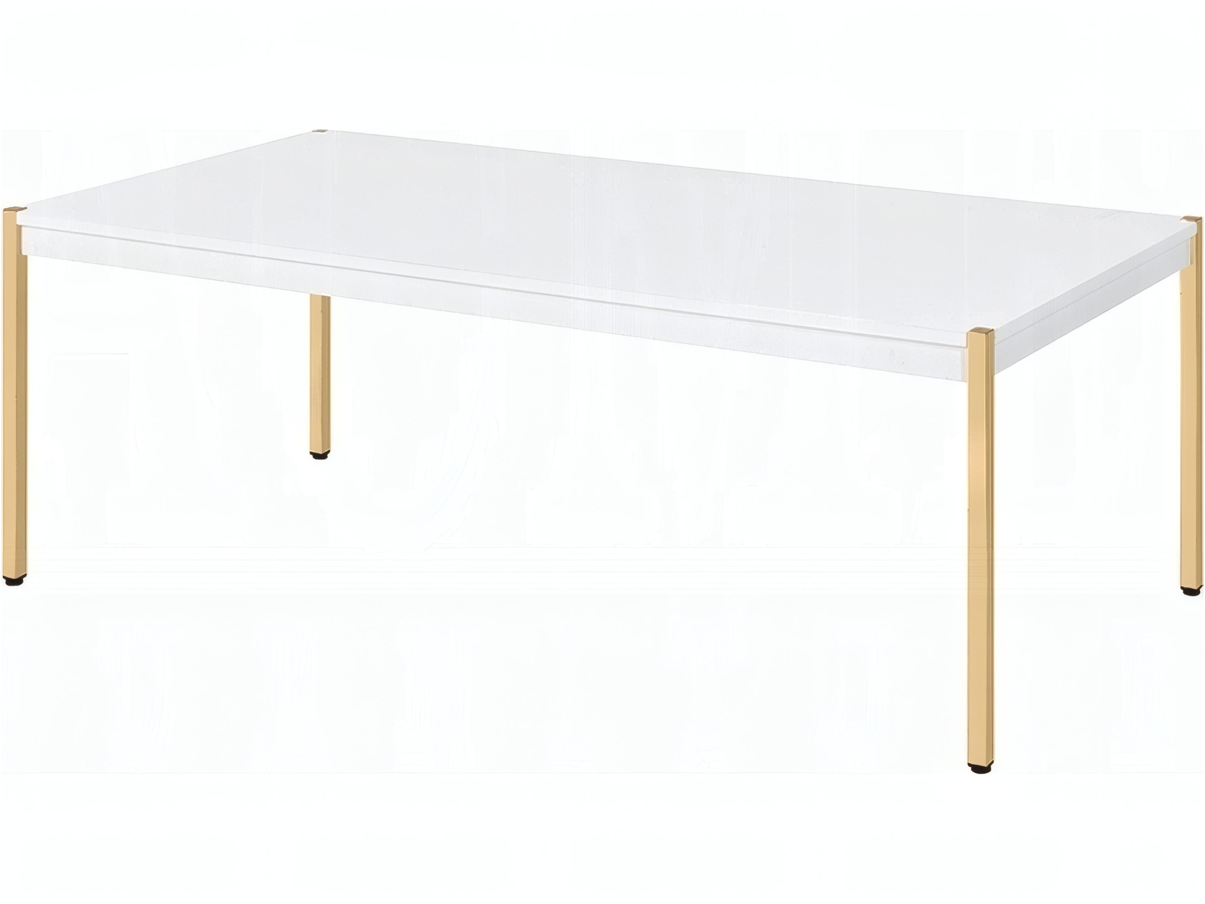 Otrac Rectangular Wood White Gold Coffee Table