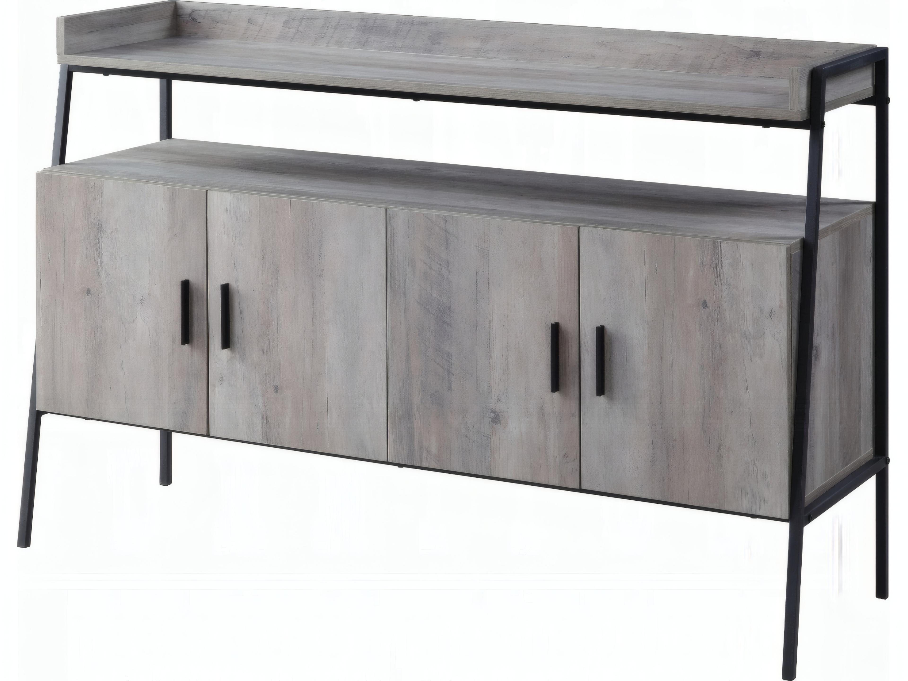 52" Gray Oak Black Media Console