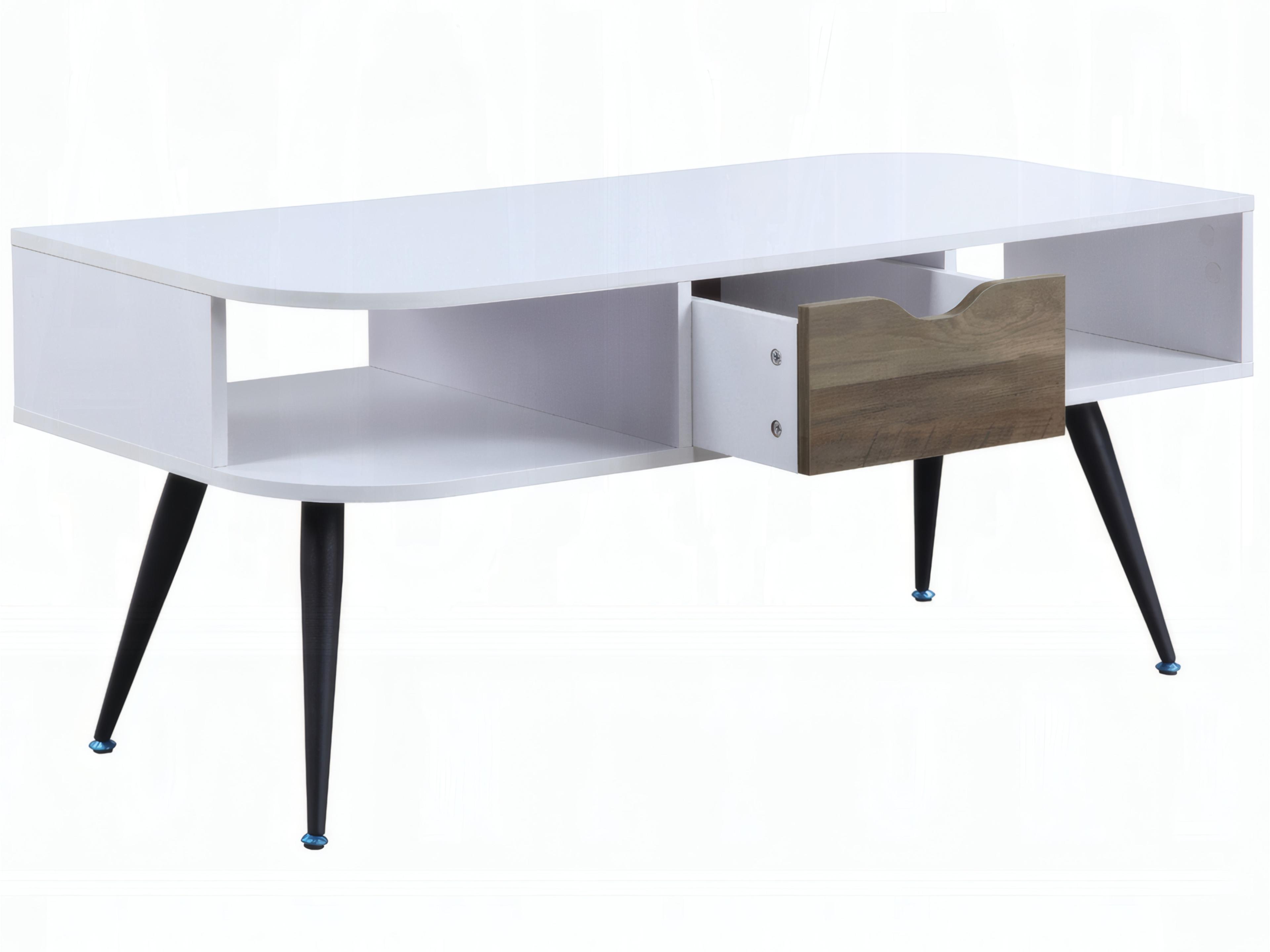 Acme Furniture Rectangular Wood White Black Coffee Table