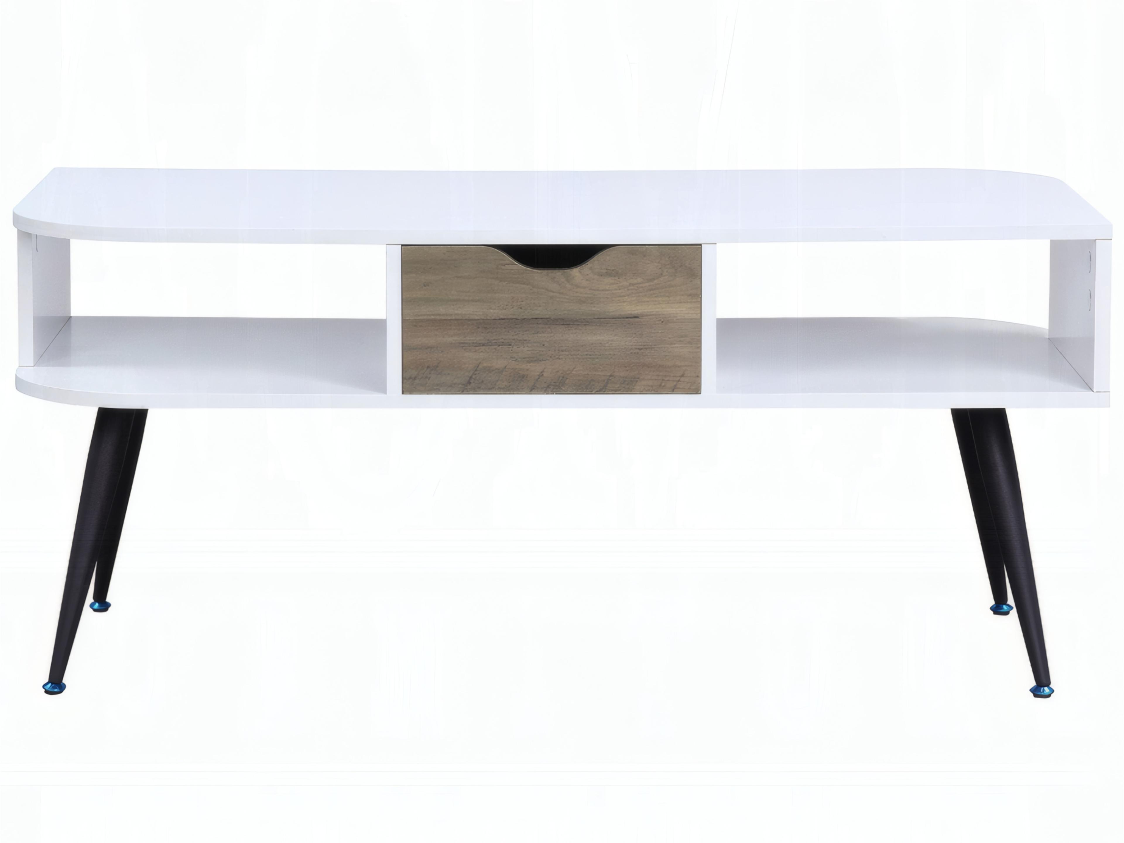 Acme Furniture Rectangular Wood White Black Coffee Table
