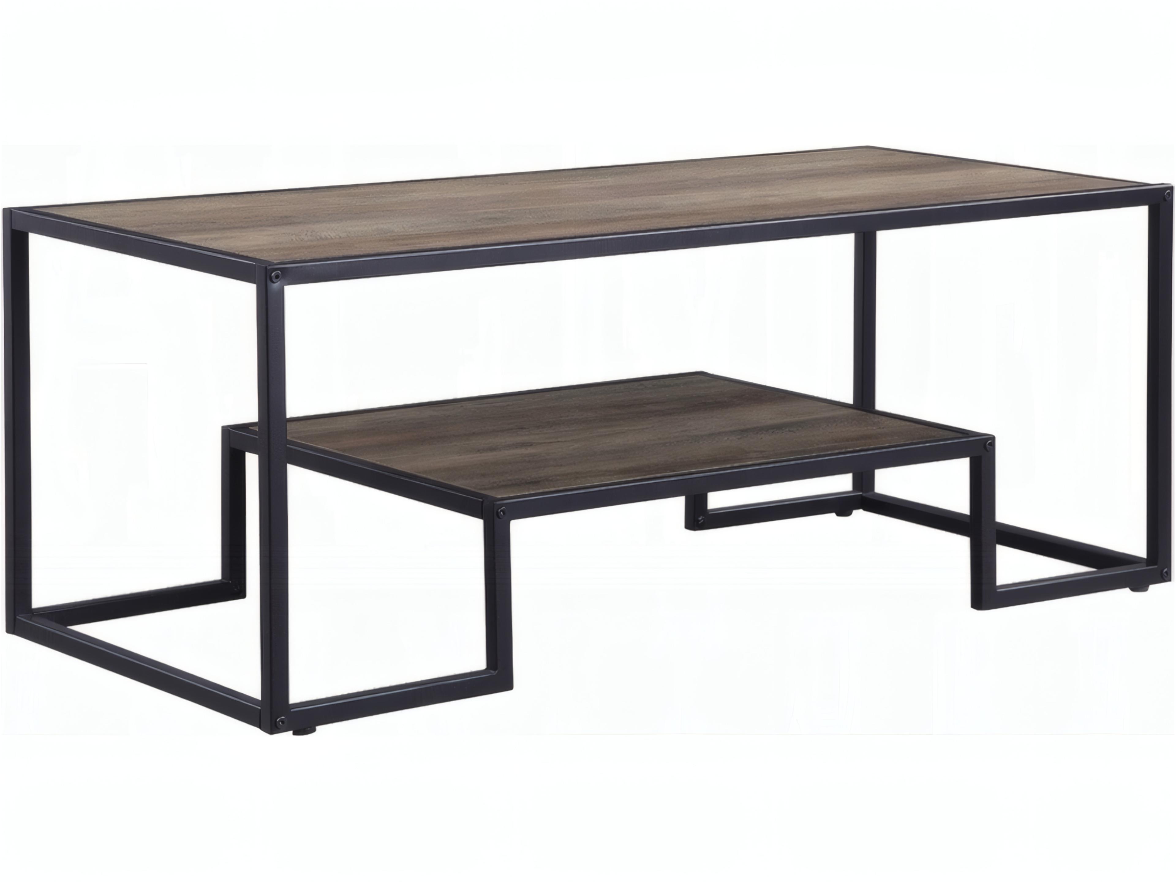 Idella Rectangular Wood Rustic Oak Black Coffee Table