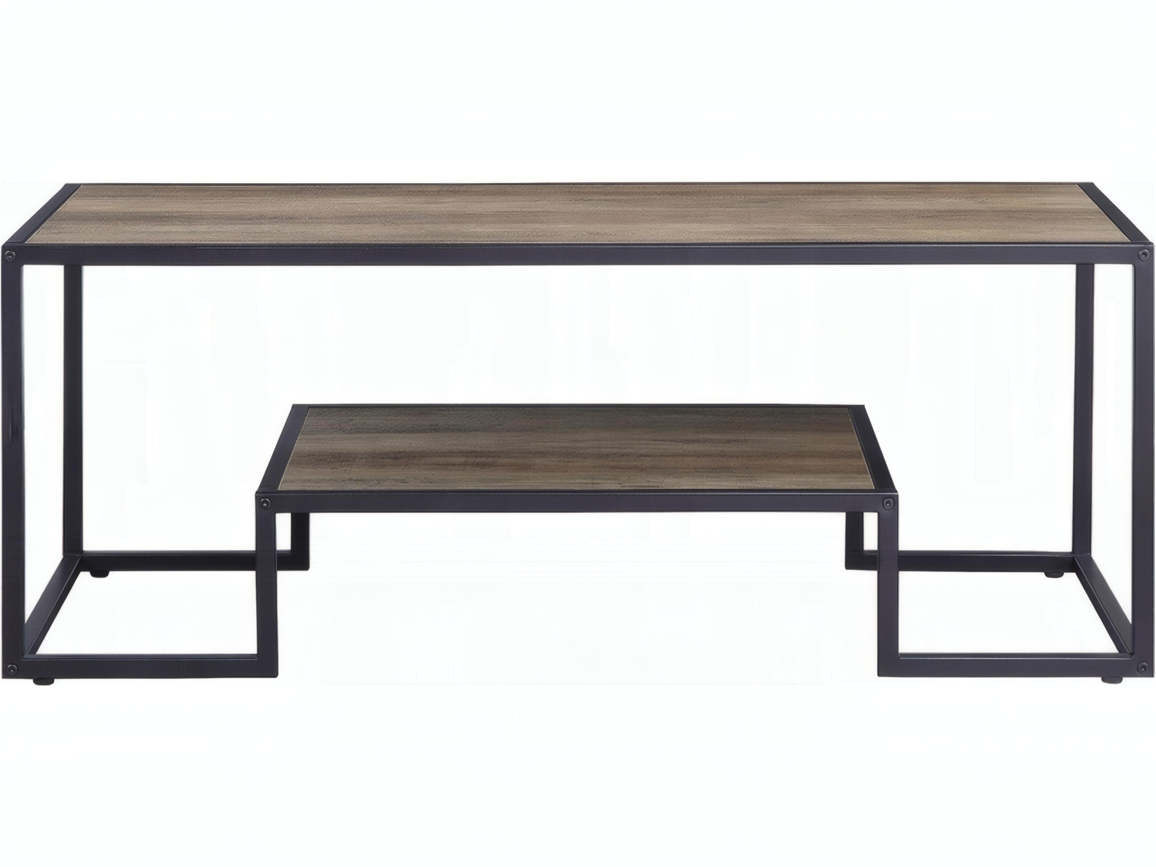Acme Furniture Idella Rectangular Wood Rustic Oak Black Coffee Table