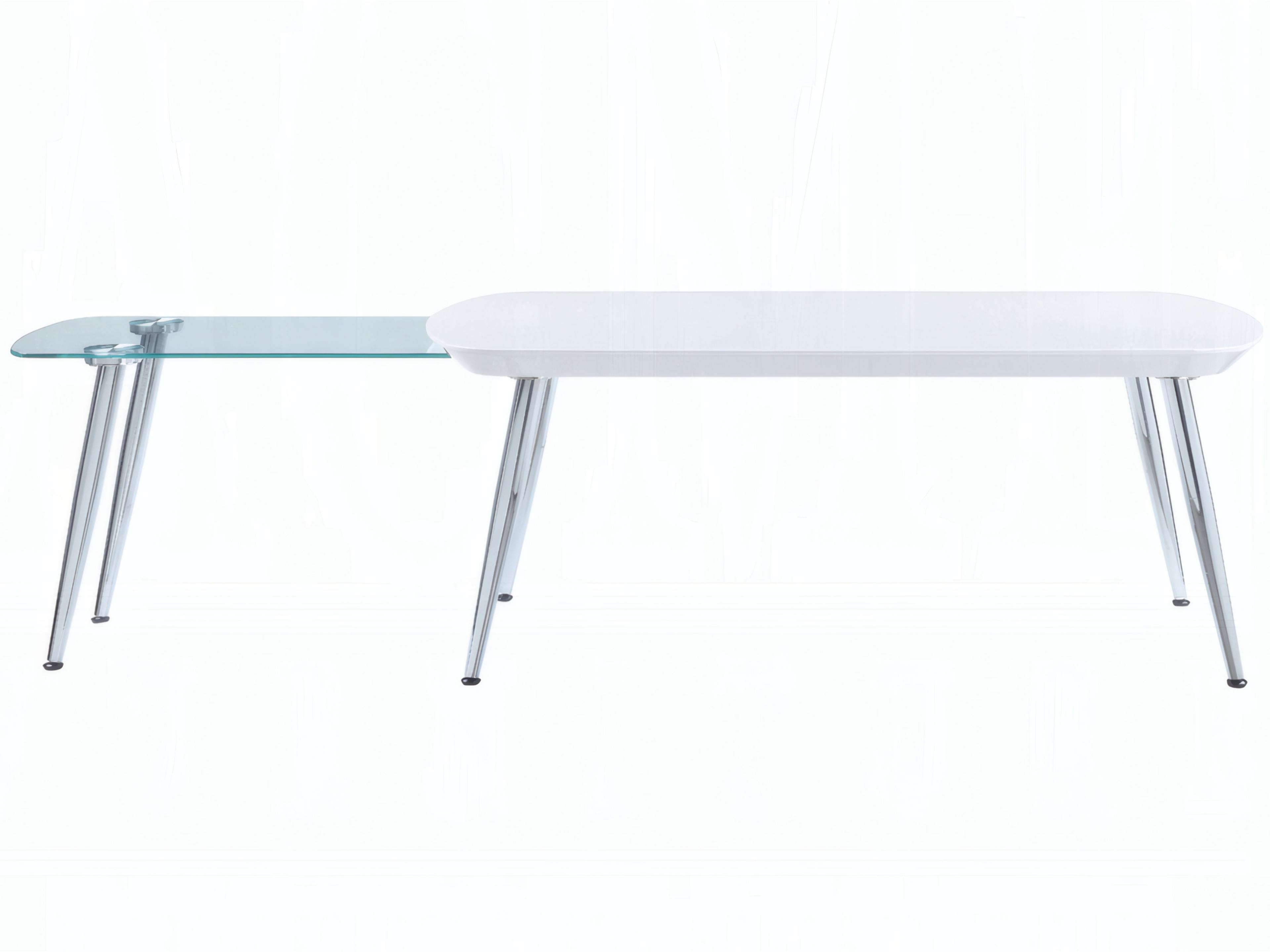 Acme Furniture Patina Rectangular Wood White Chrome Coffee Table